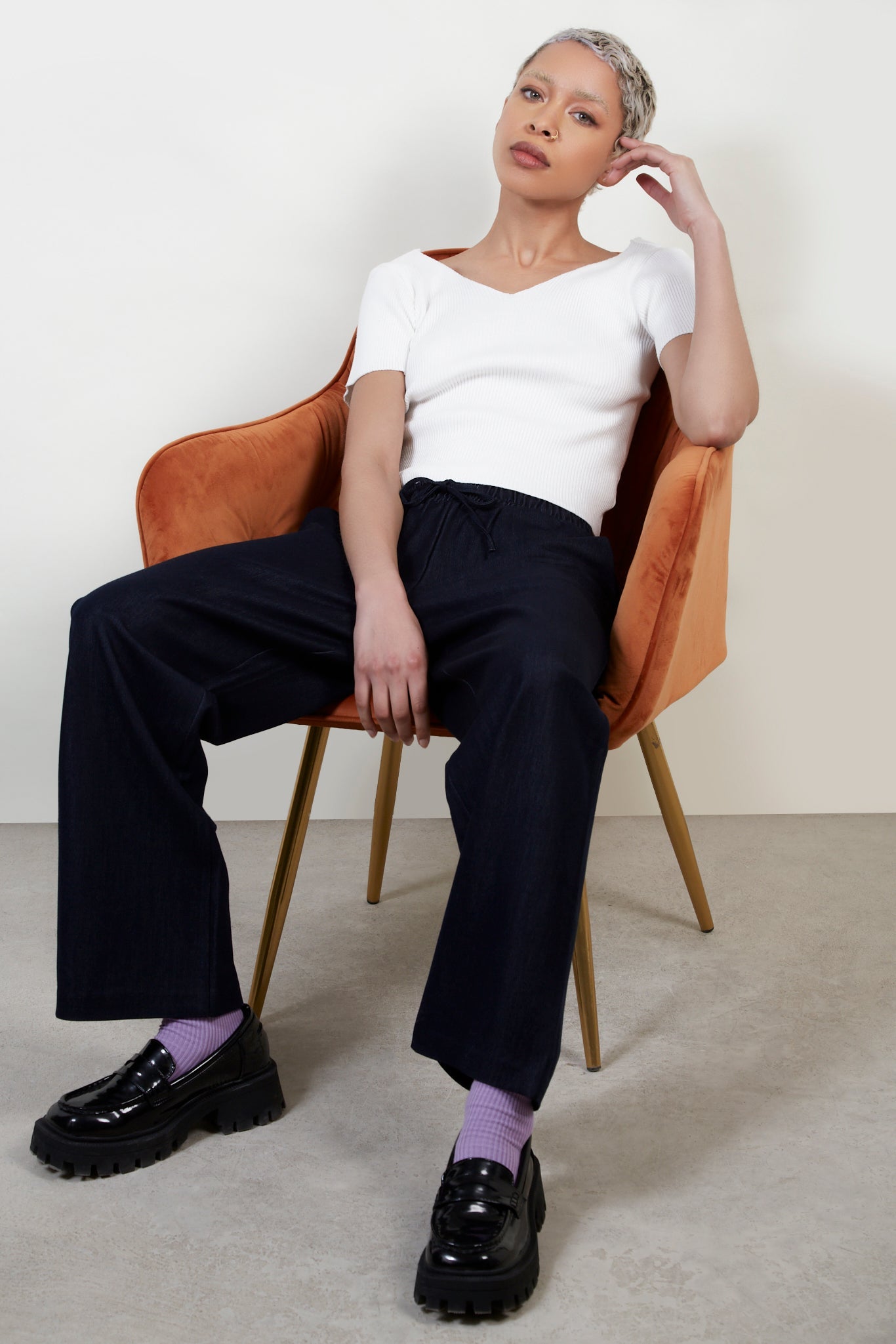 Dark denim drawstring trousers_5