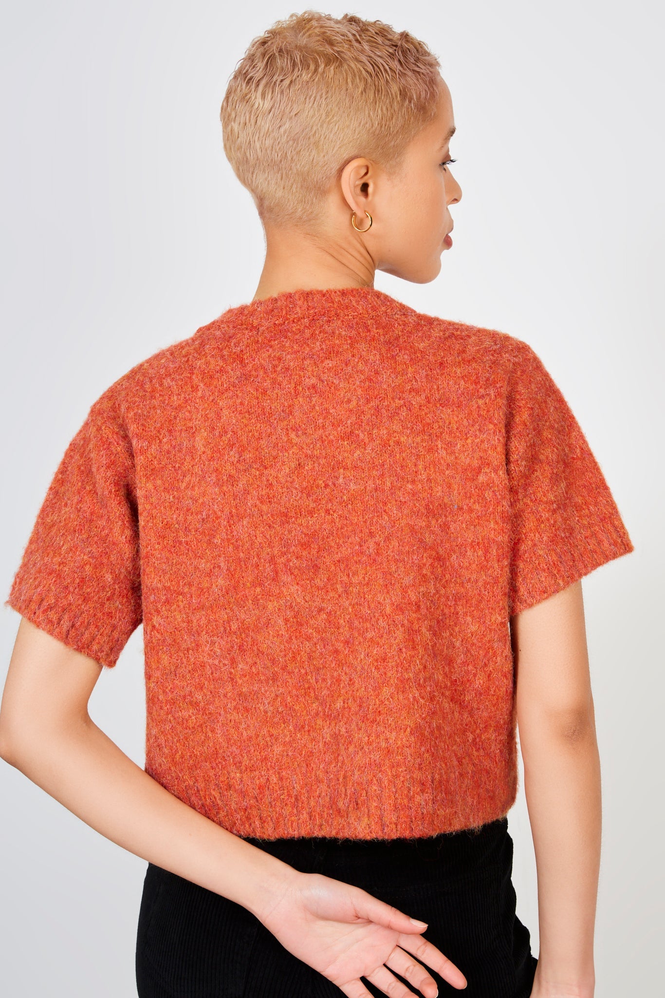 Dark orange wool blend mix knit short sleeve jumper_2
