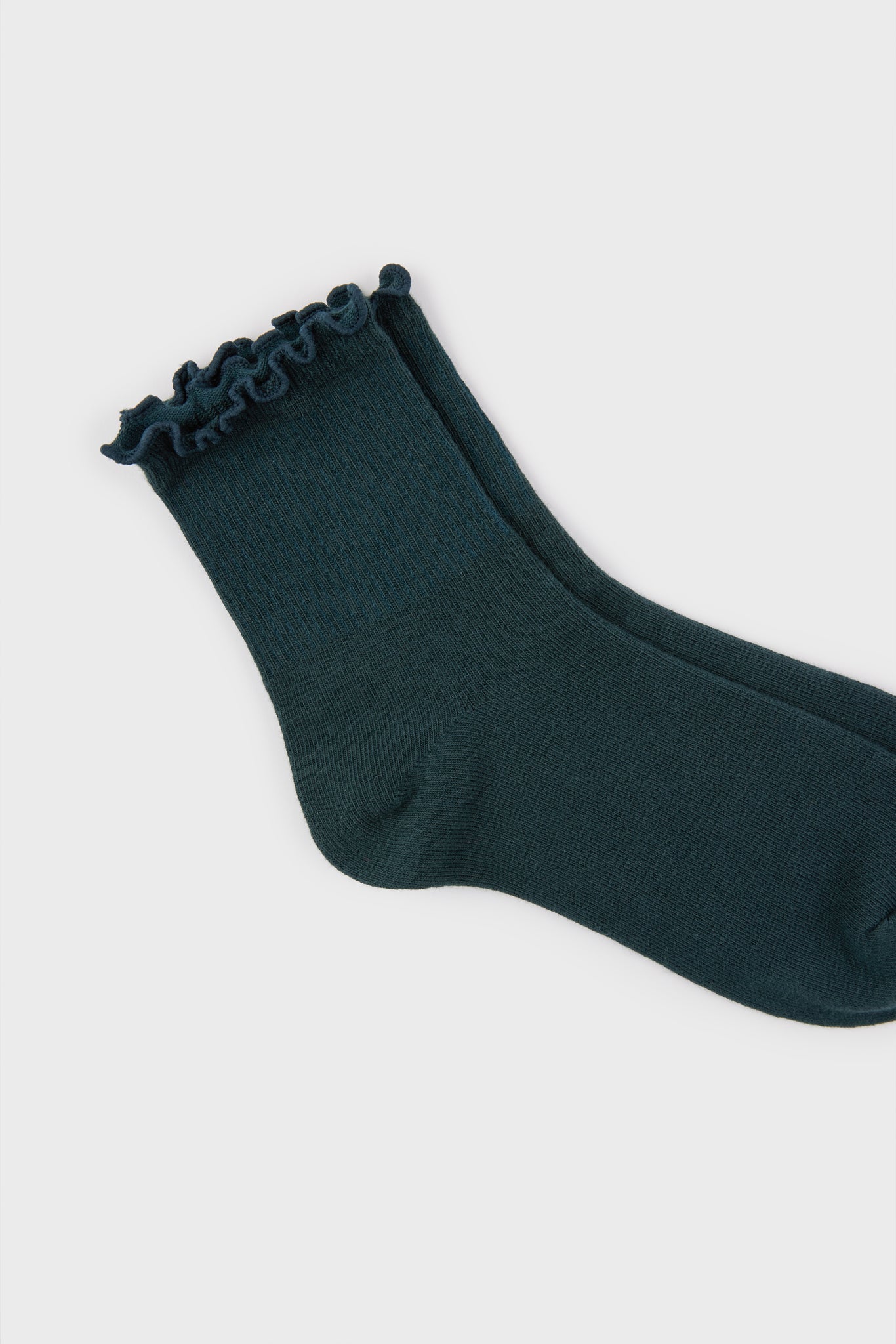 Dark teal ruffle trim socks_3