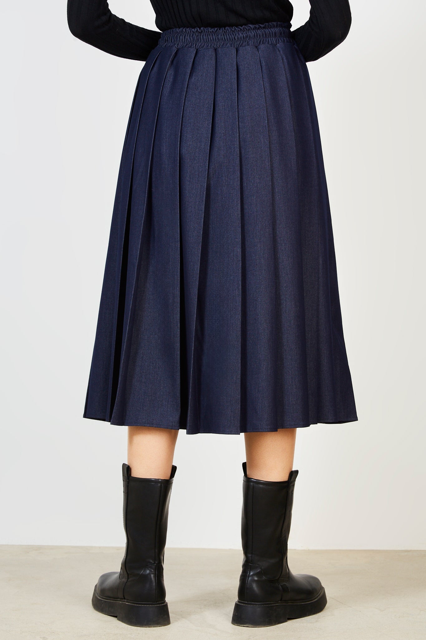 Denim pleated skirt_2
