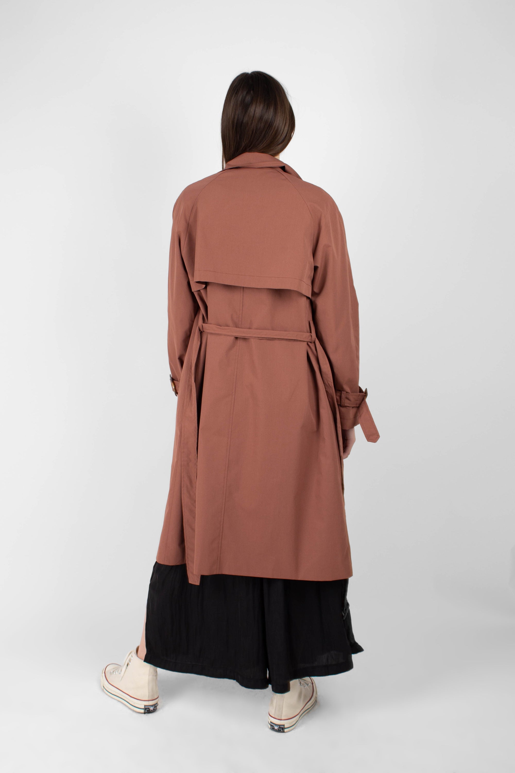 Dusty pink single breasted trench coat_6