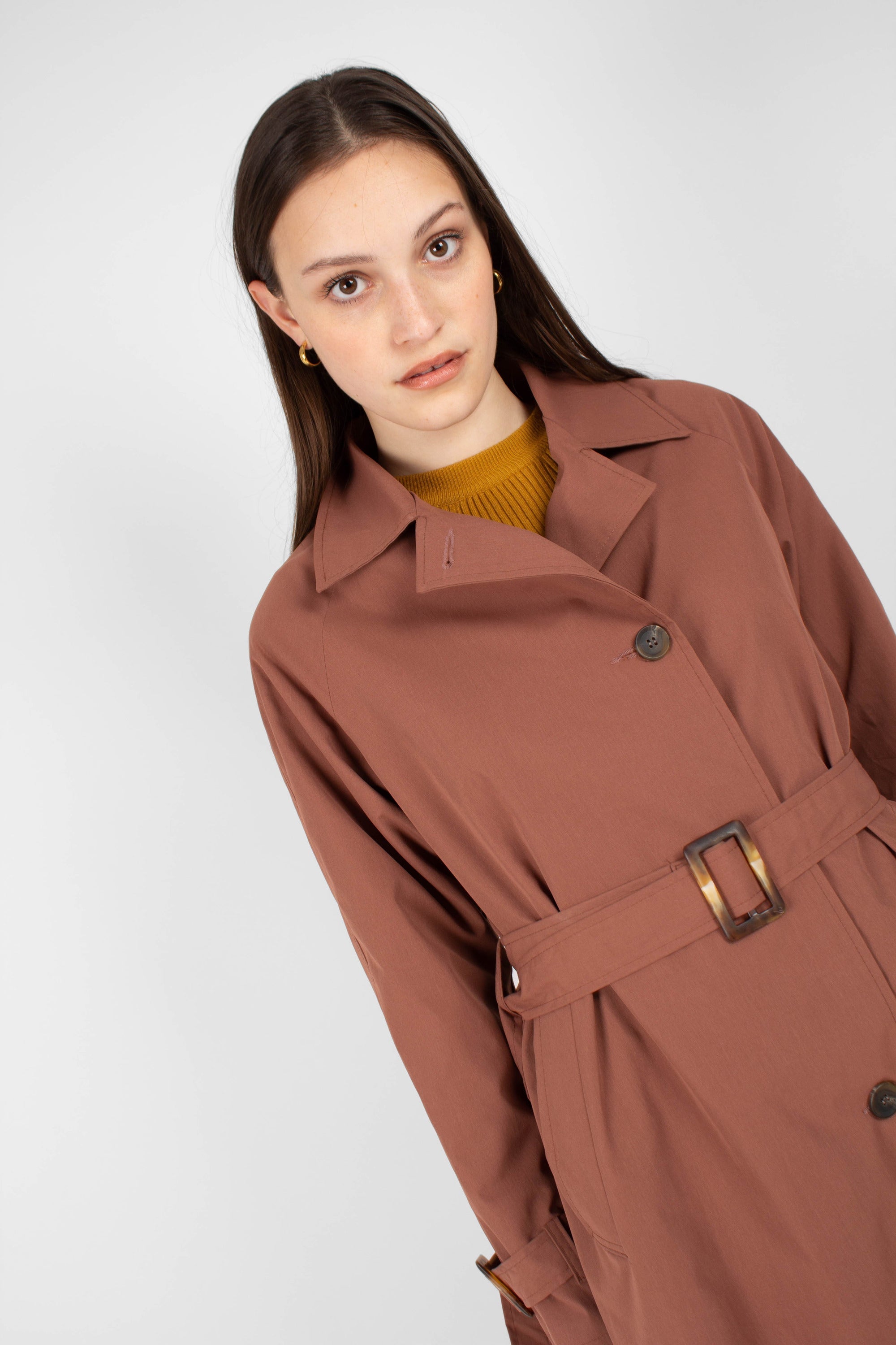 Dusty pink single breasted trench coat_8