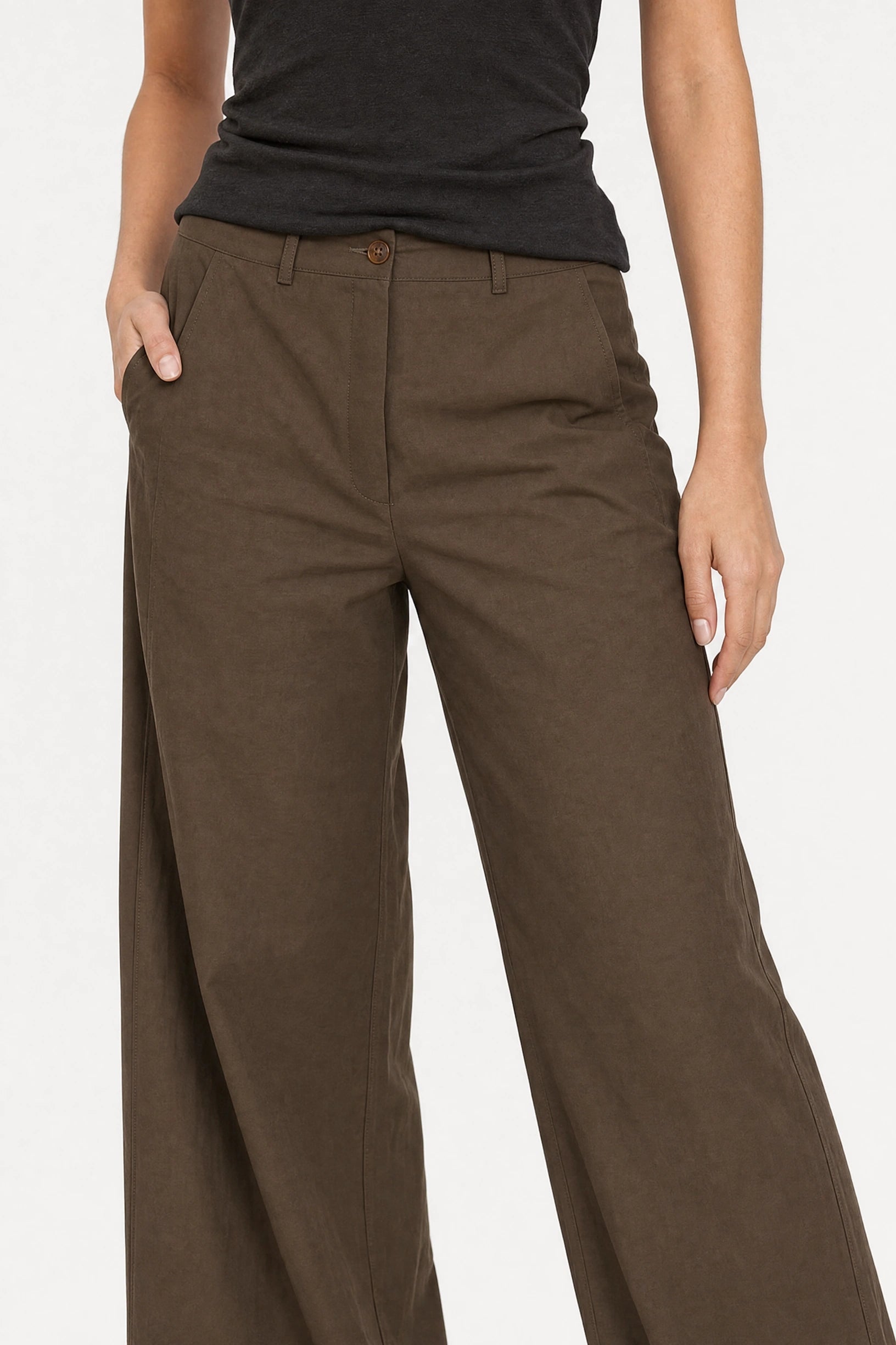 Brown crisp tailored balloon leg trousers_6