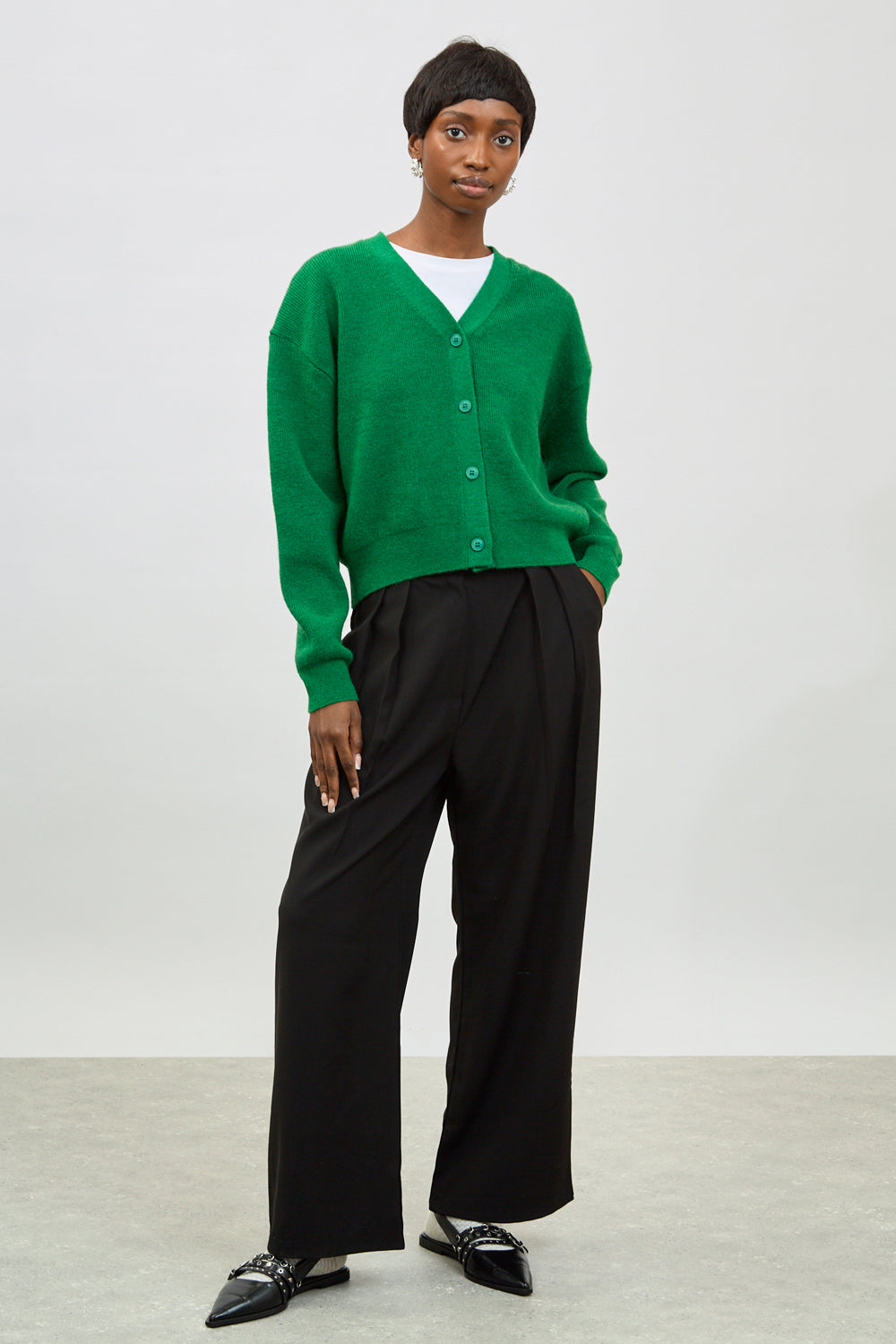 Emerald green smooth smart cardigan_4