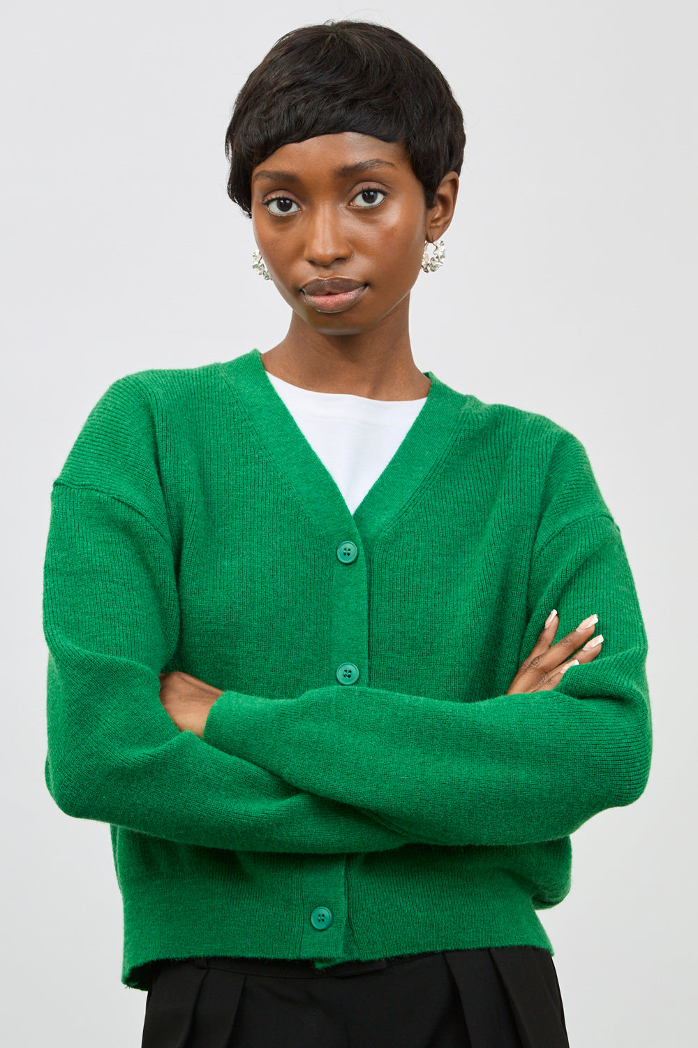 Emerald green smooth smart cardigan_1