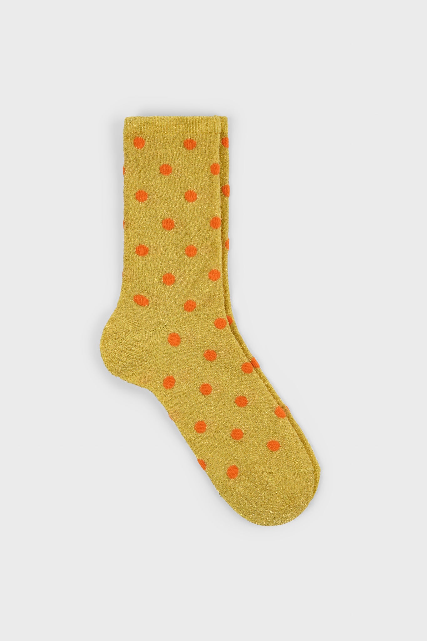 Gold and orange metallic polka dot socks_1