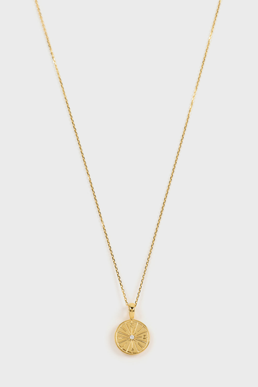 Gold diamante compass pendant necklace_1