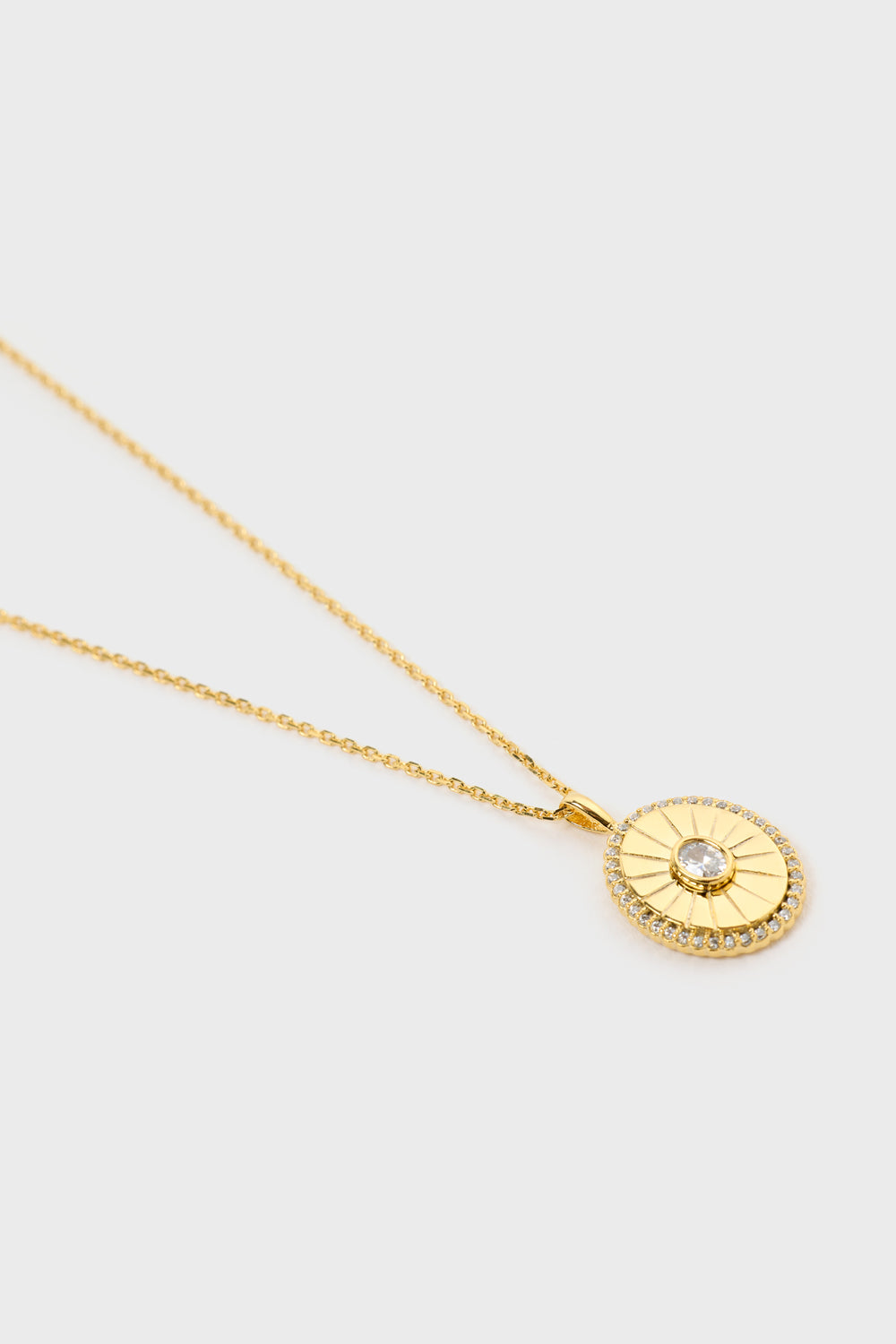 Gold diamante etched oval pendant necklace_3