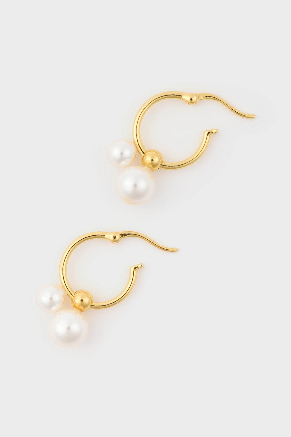 Gold double pearl drop hoop earring_3