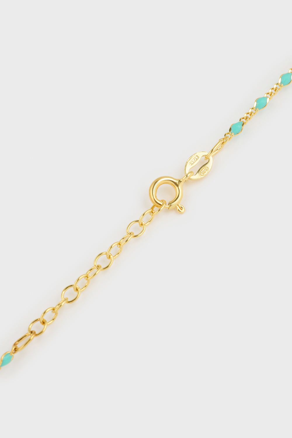 Gold green bead drop chain necklace_3