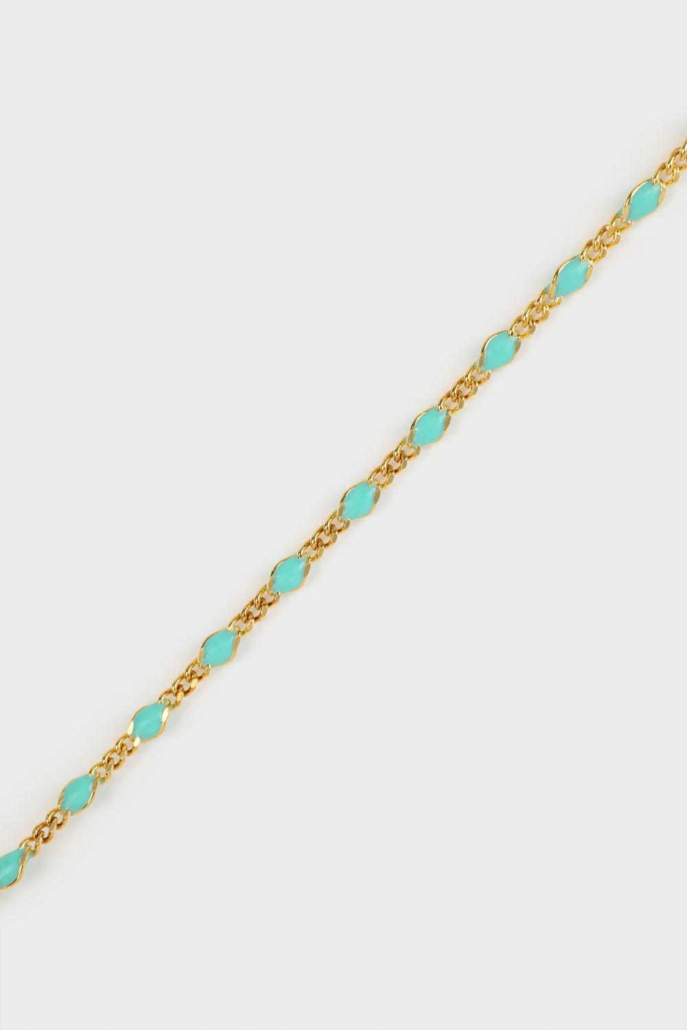 Gold green bead drop chain necklace_2