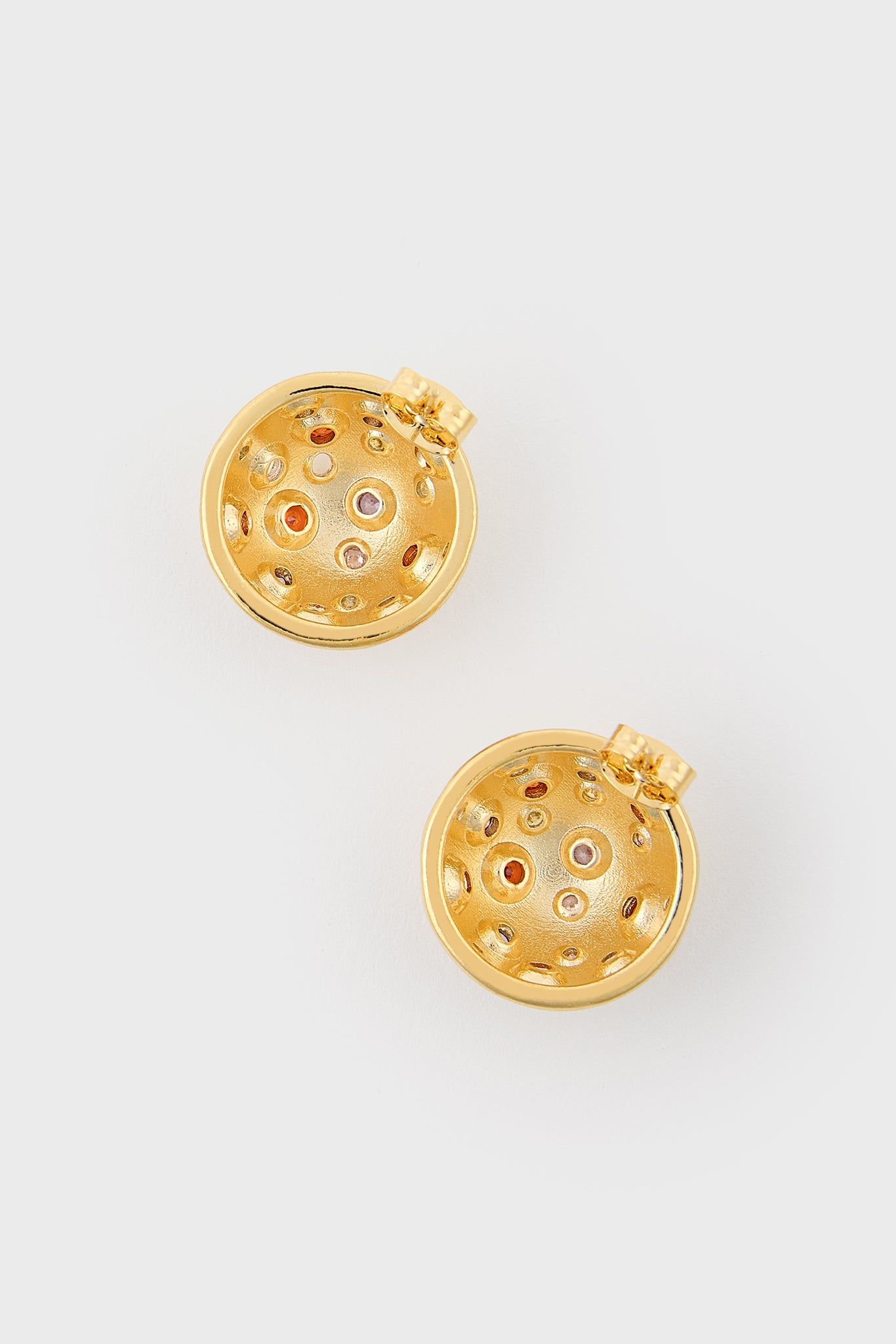 Gold multicolour diamante curved stud earrings_2