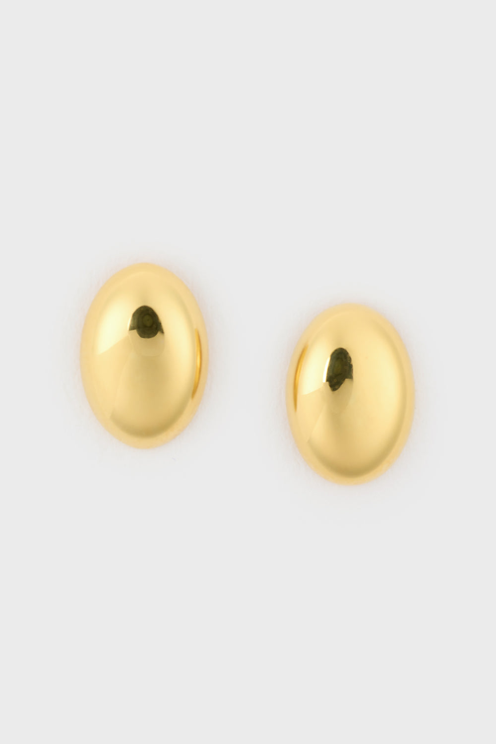 Gold oval pendant stud earrings_1