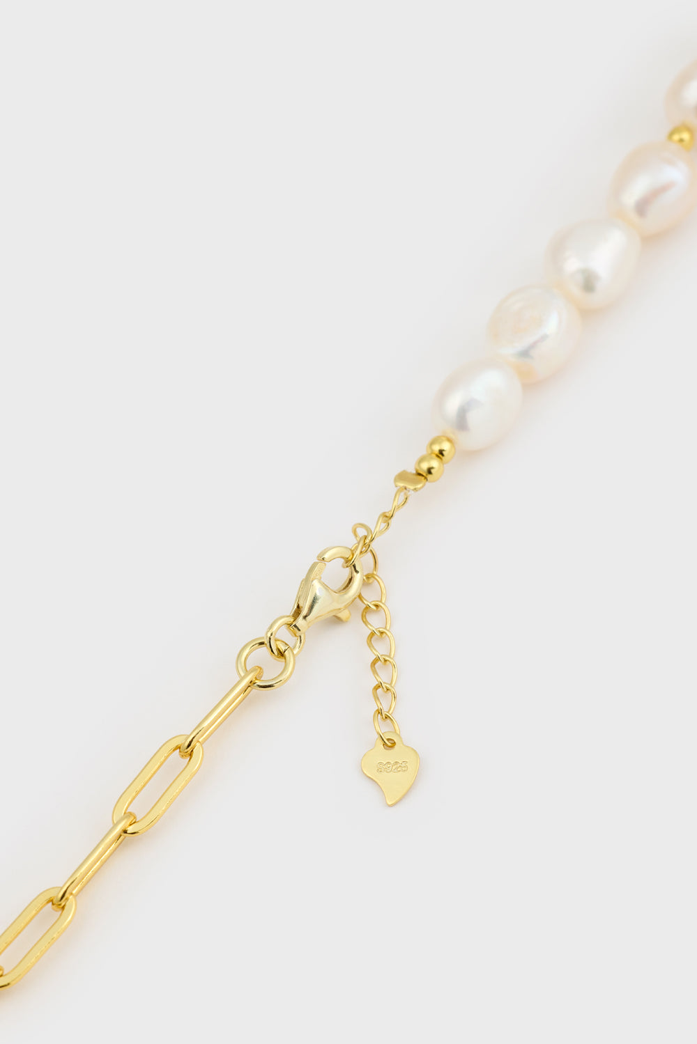 Gold pearl and large chain link necklace_3
