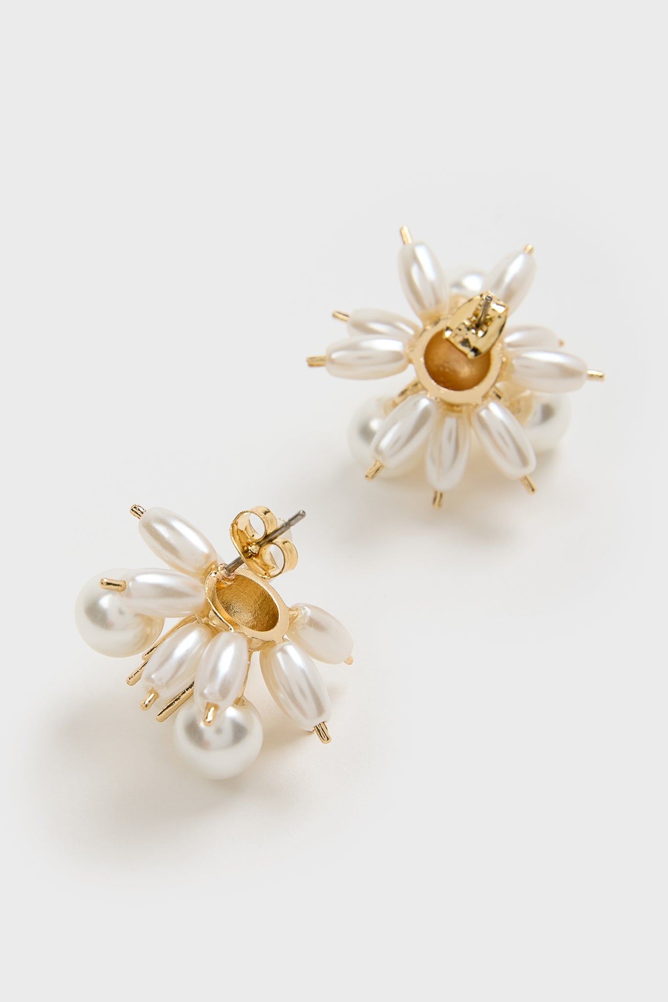 Gold pearl cluster earrings_3