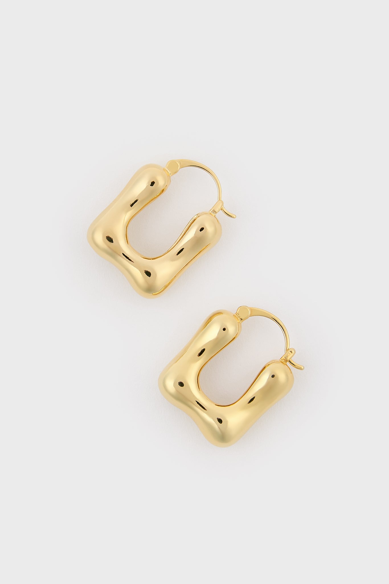Gold rounded square mini hoop earrings_1
