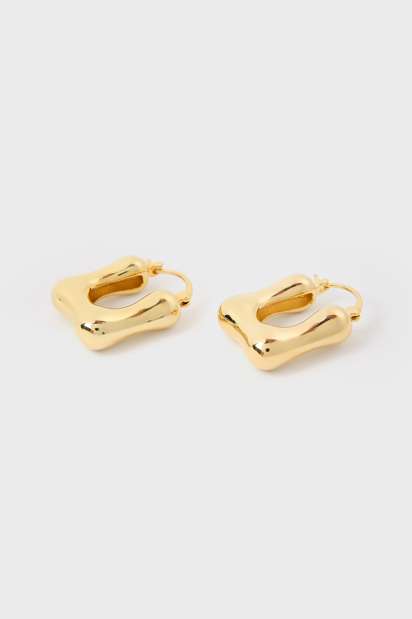 Gold rounded square mini hoop earrings_3