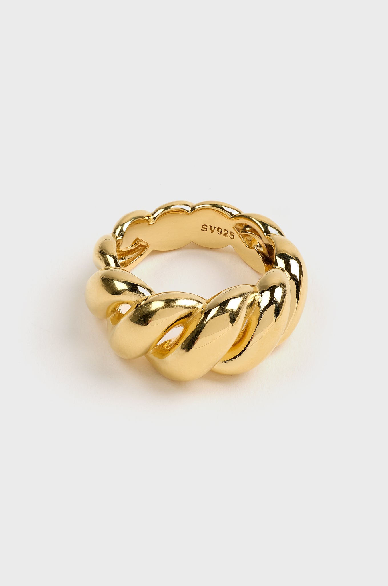 Gold thick twisted spiral hoop ring_2