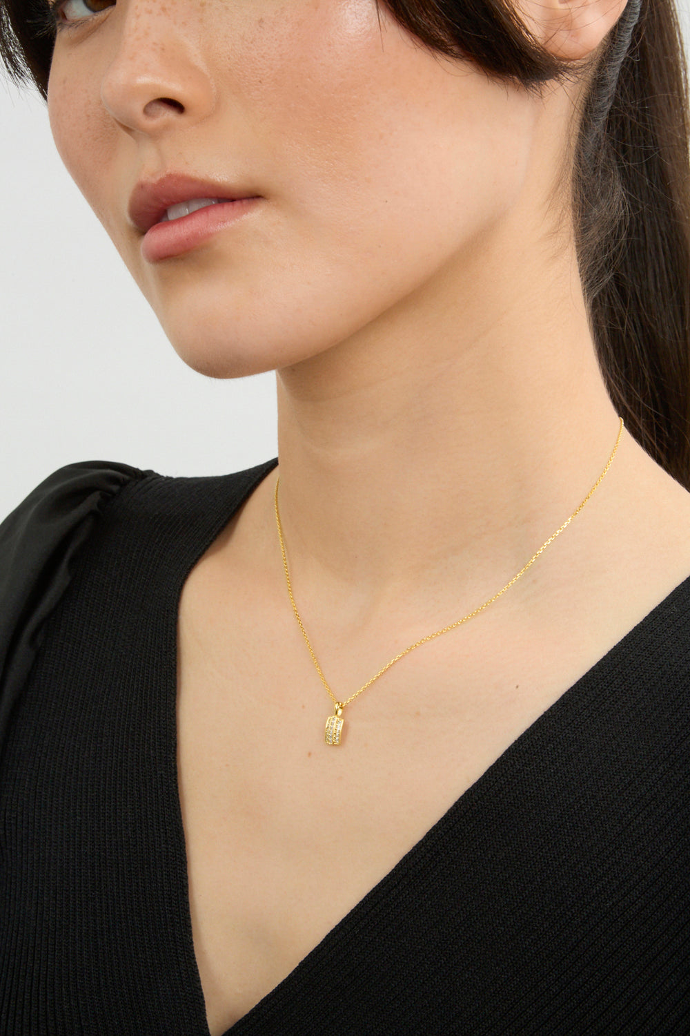 Gold triple line diamante necklace_2