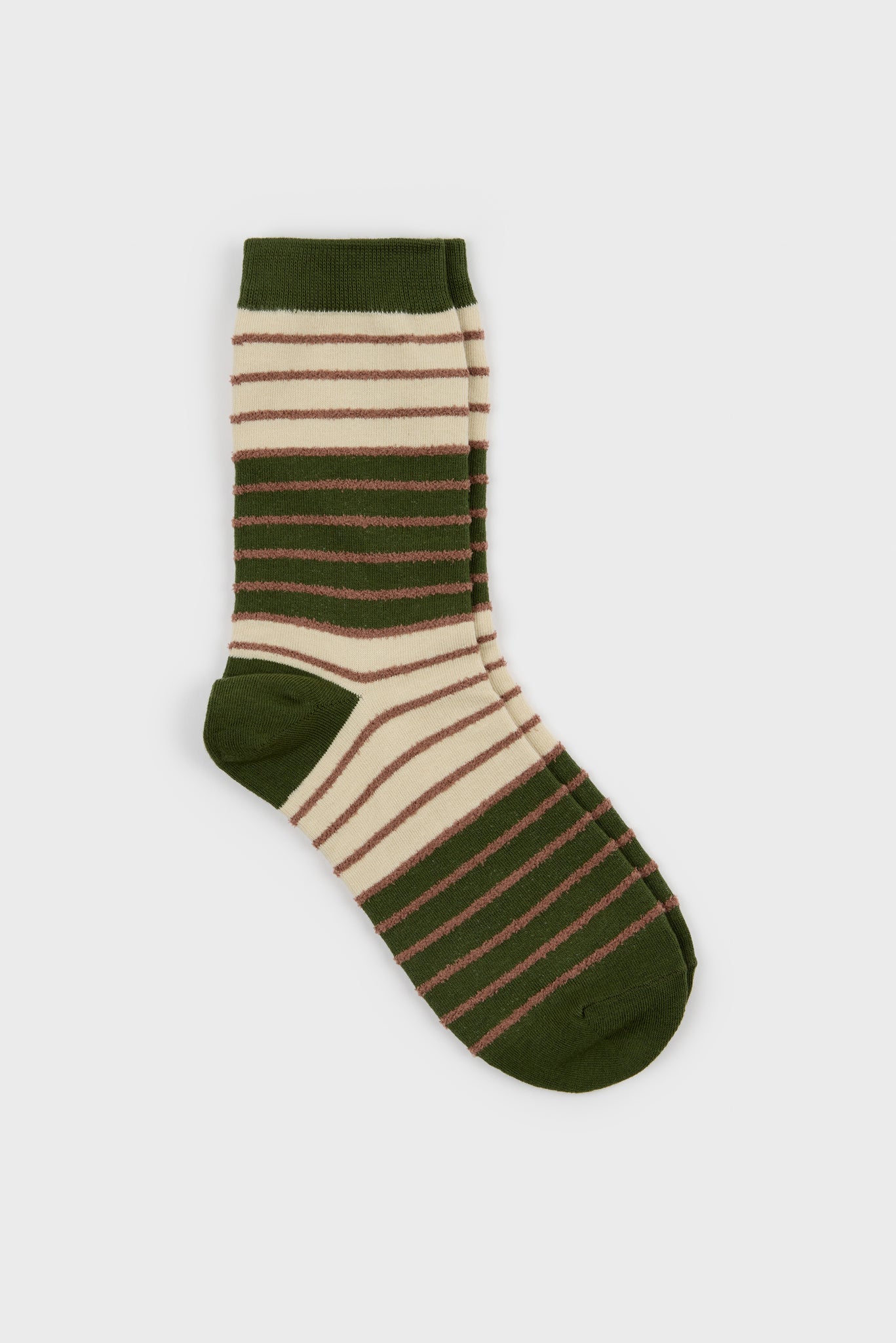 Green and beige horizontal stripe socks_1