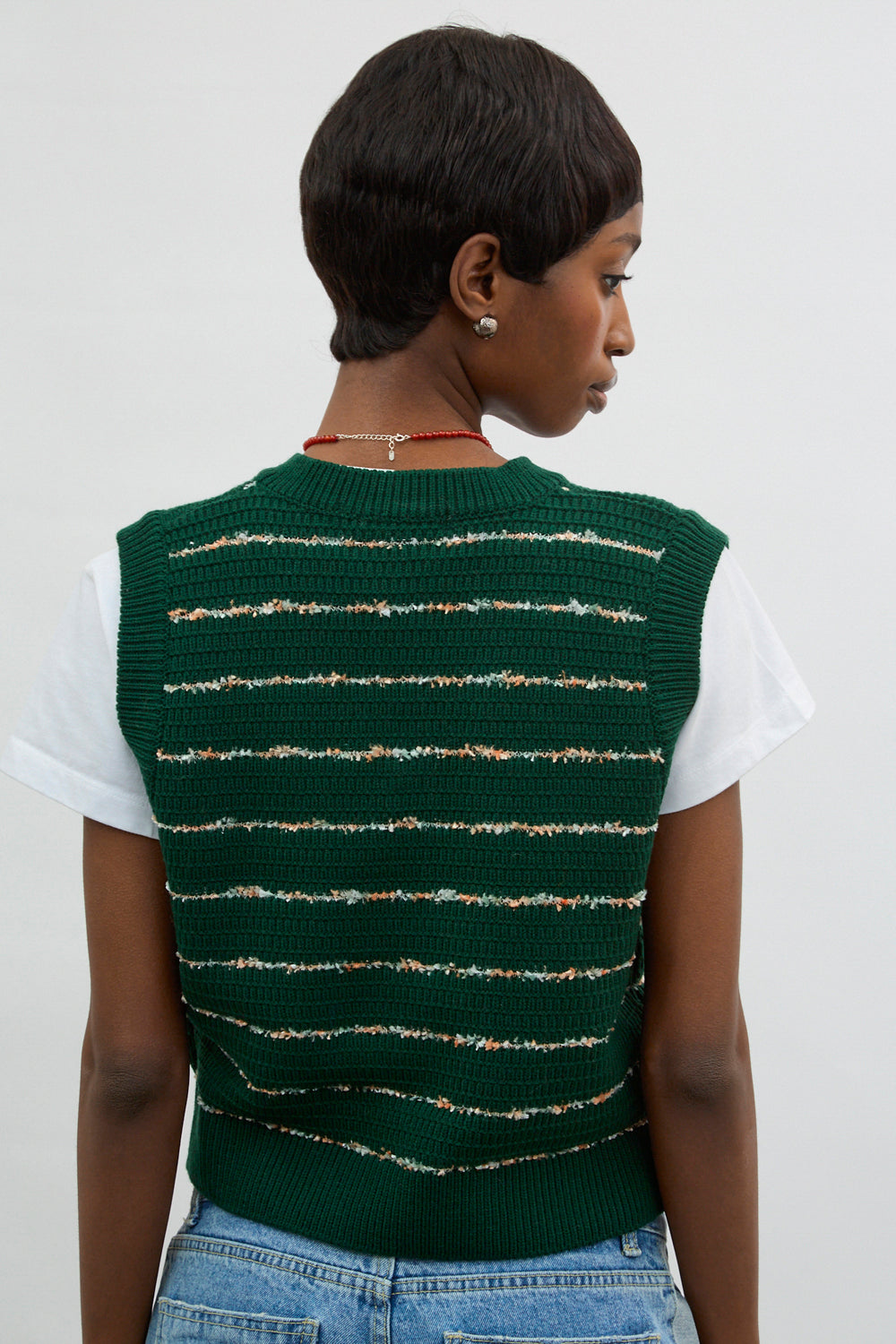 Green and ivory flecked stripe sweater vest_2