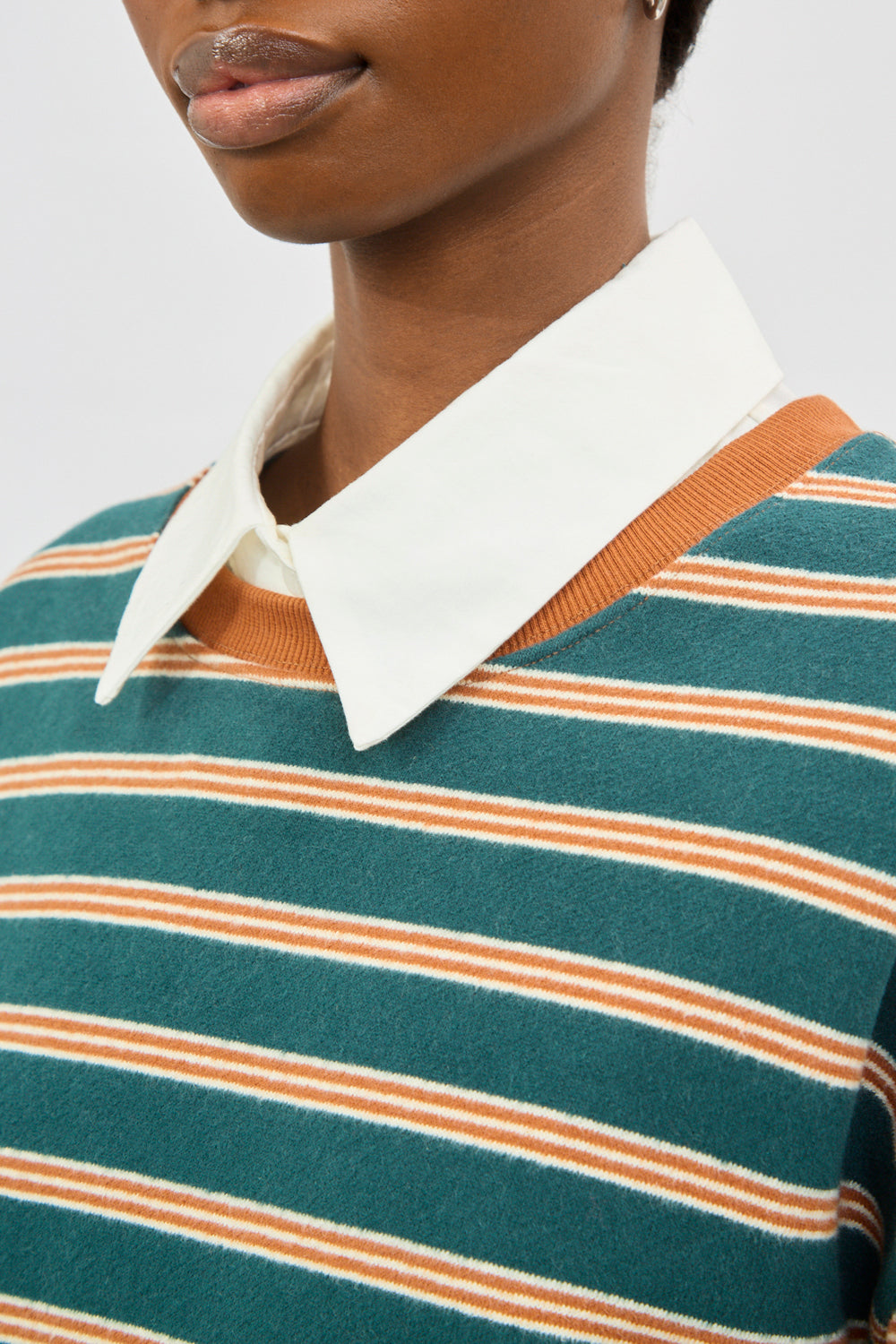 Green and mustard thin multi striped sweatshirt_3