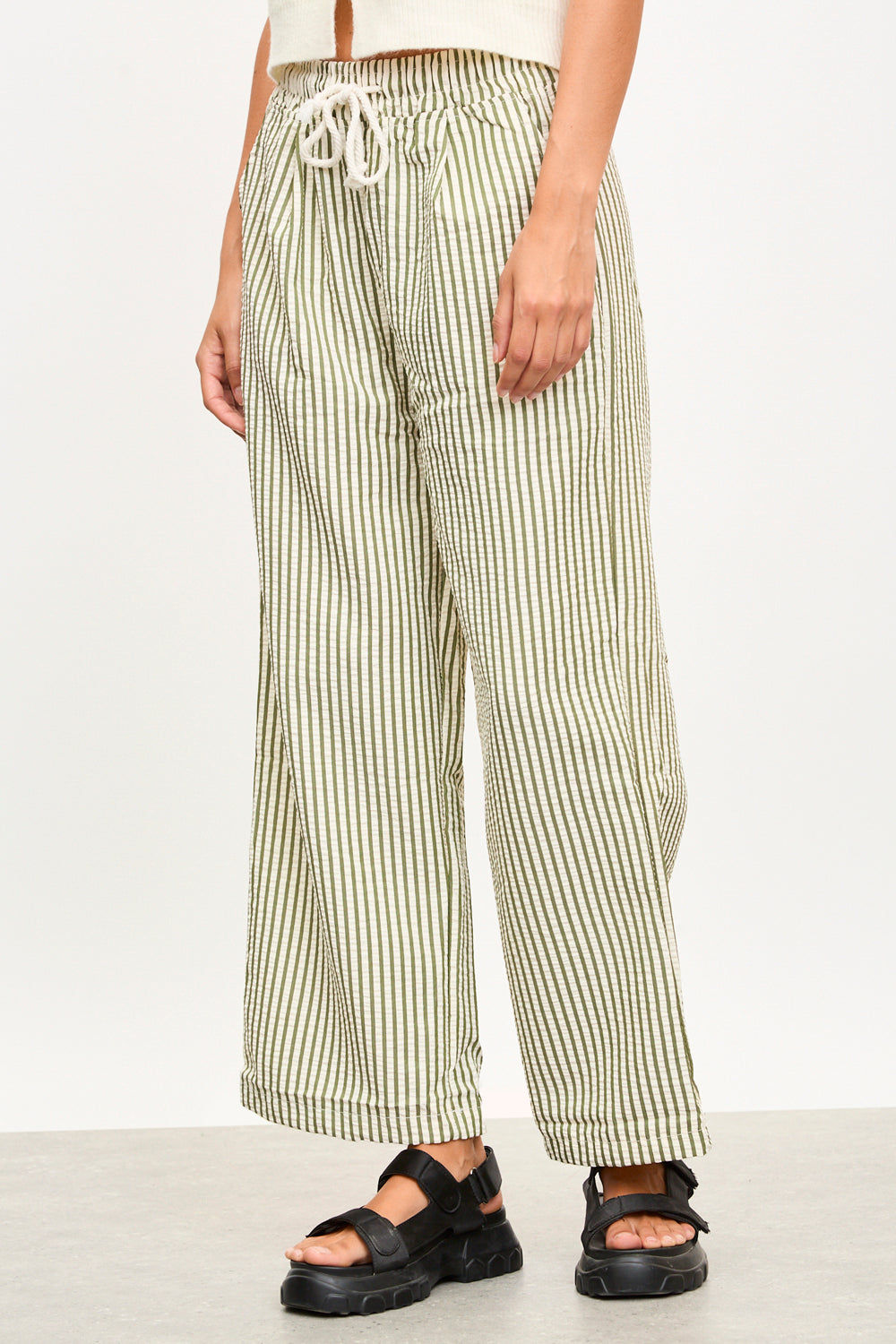 Green and white striped trousers_1