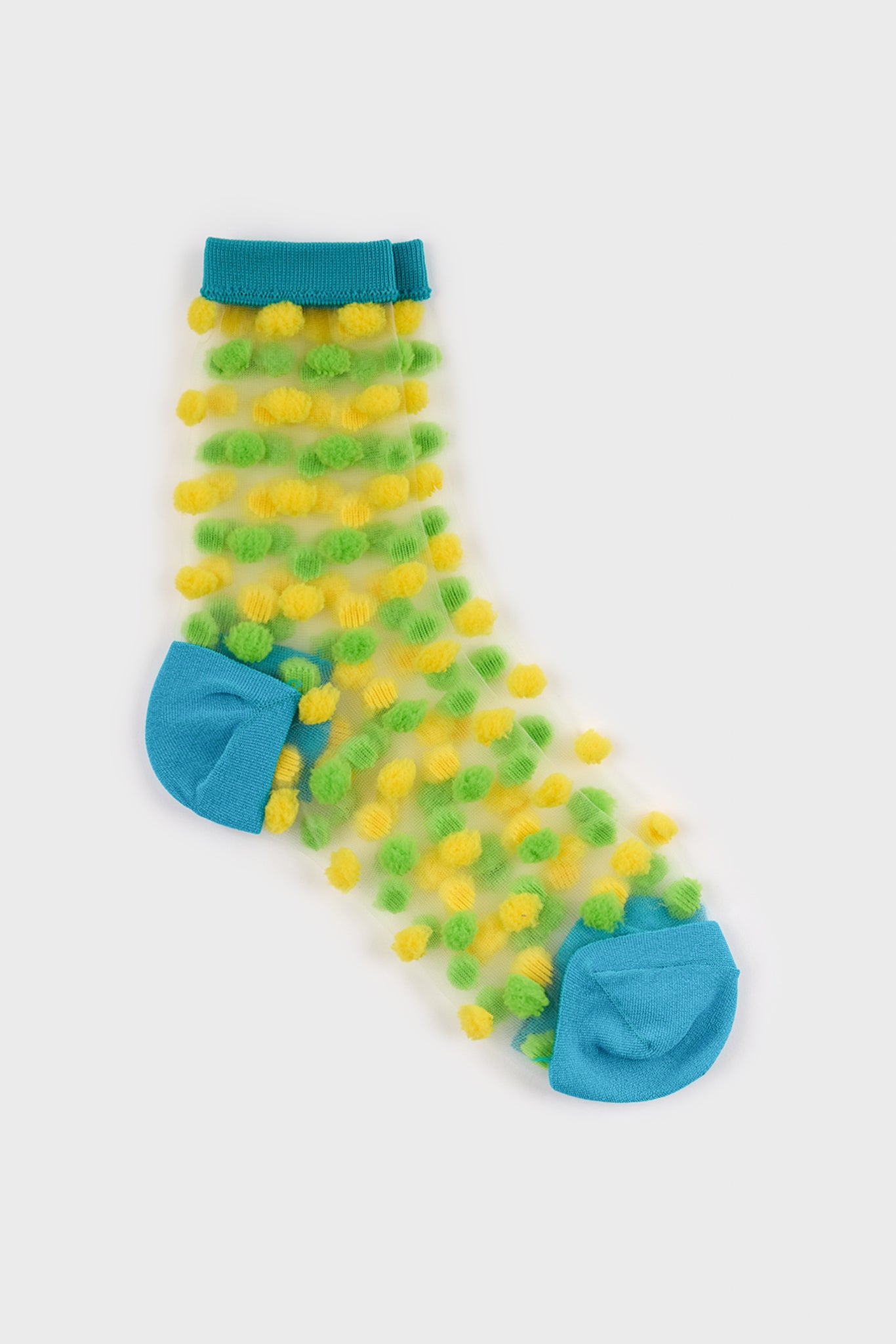 Green and yellow sheer pom pom socks_3