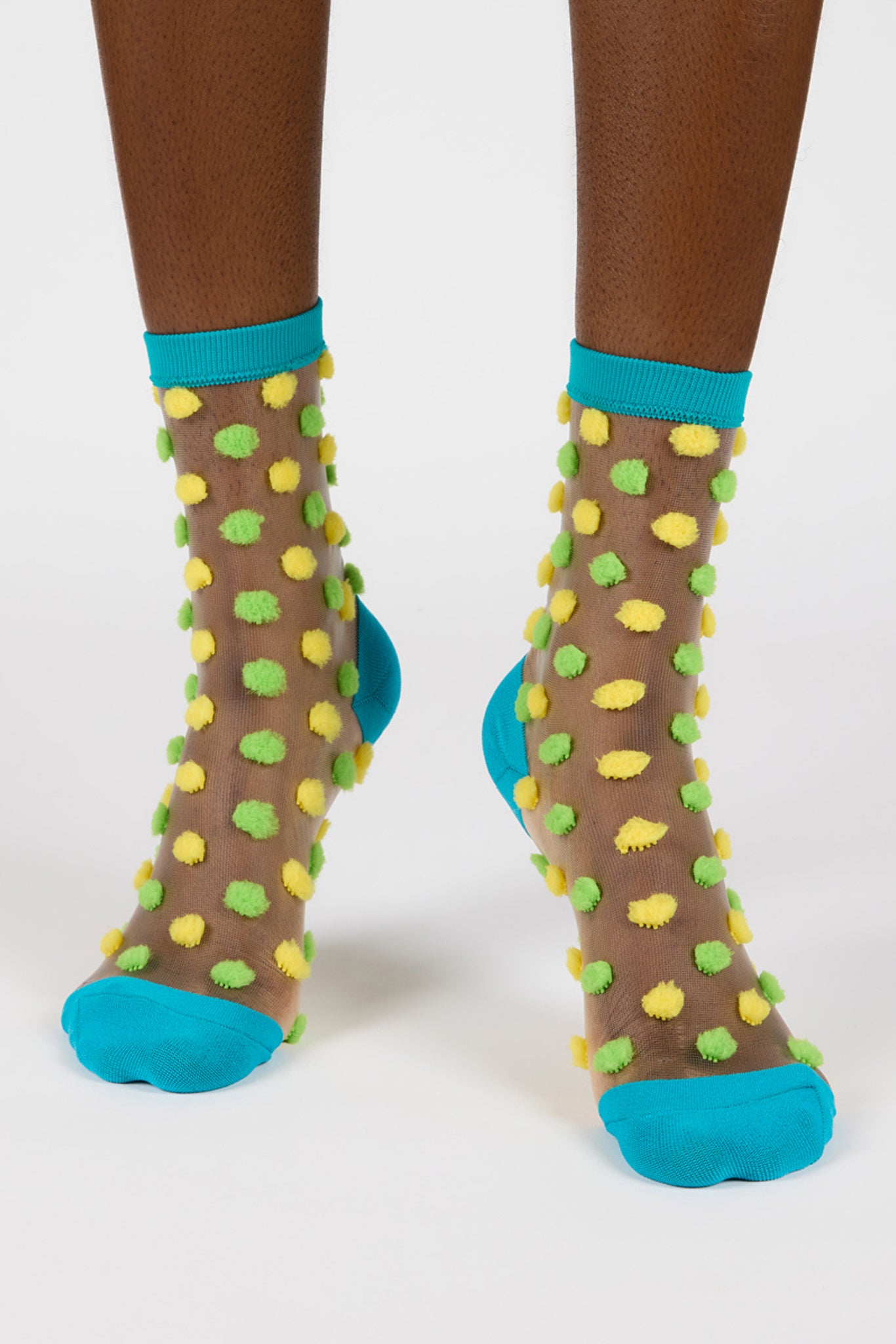 Green and yellow sheer pom pom socks_2