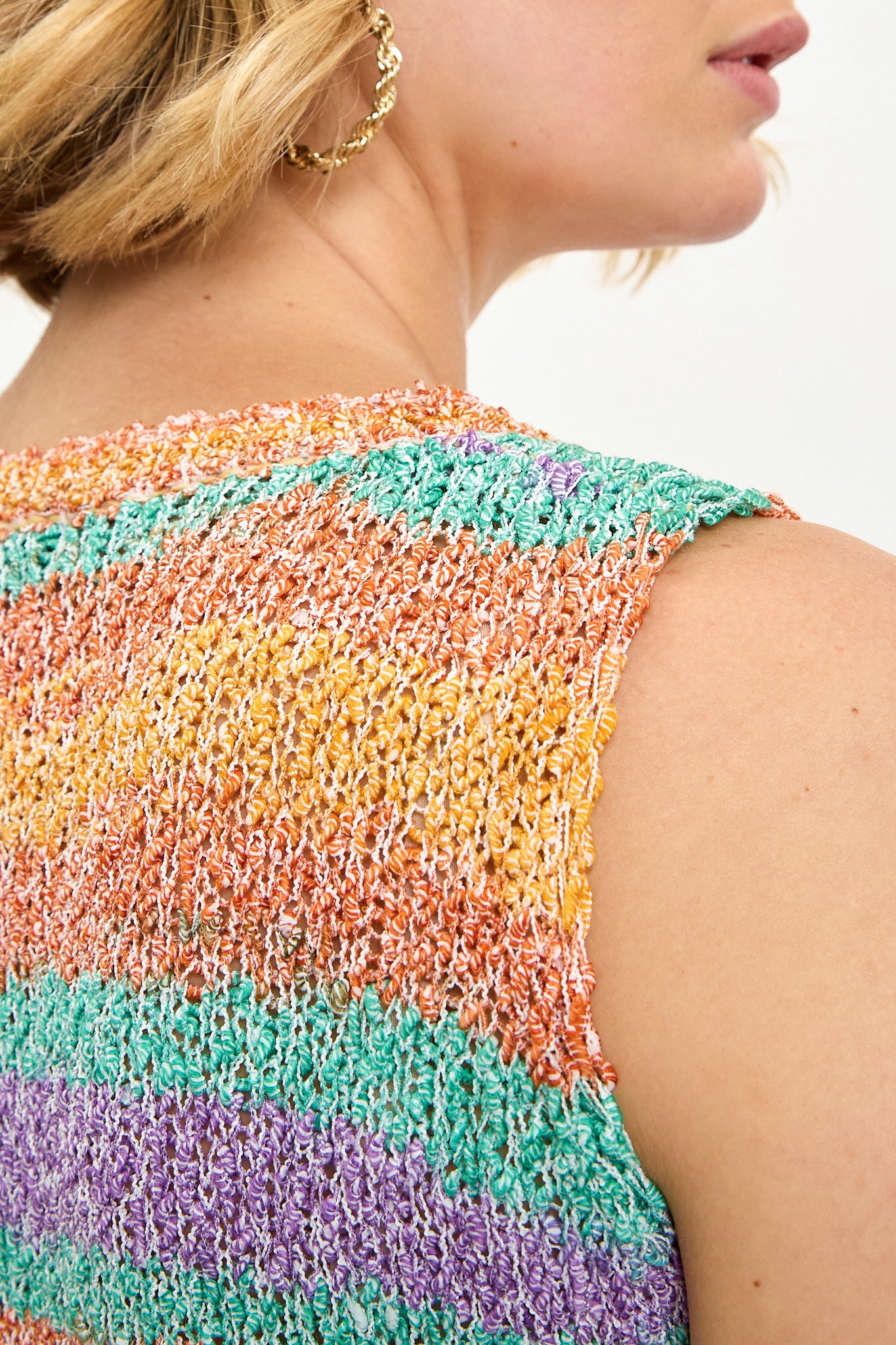 Green orange and lilac bright striped sweater vest_3