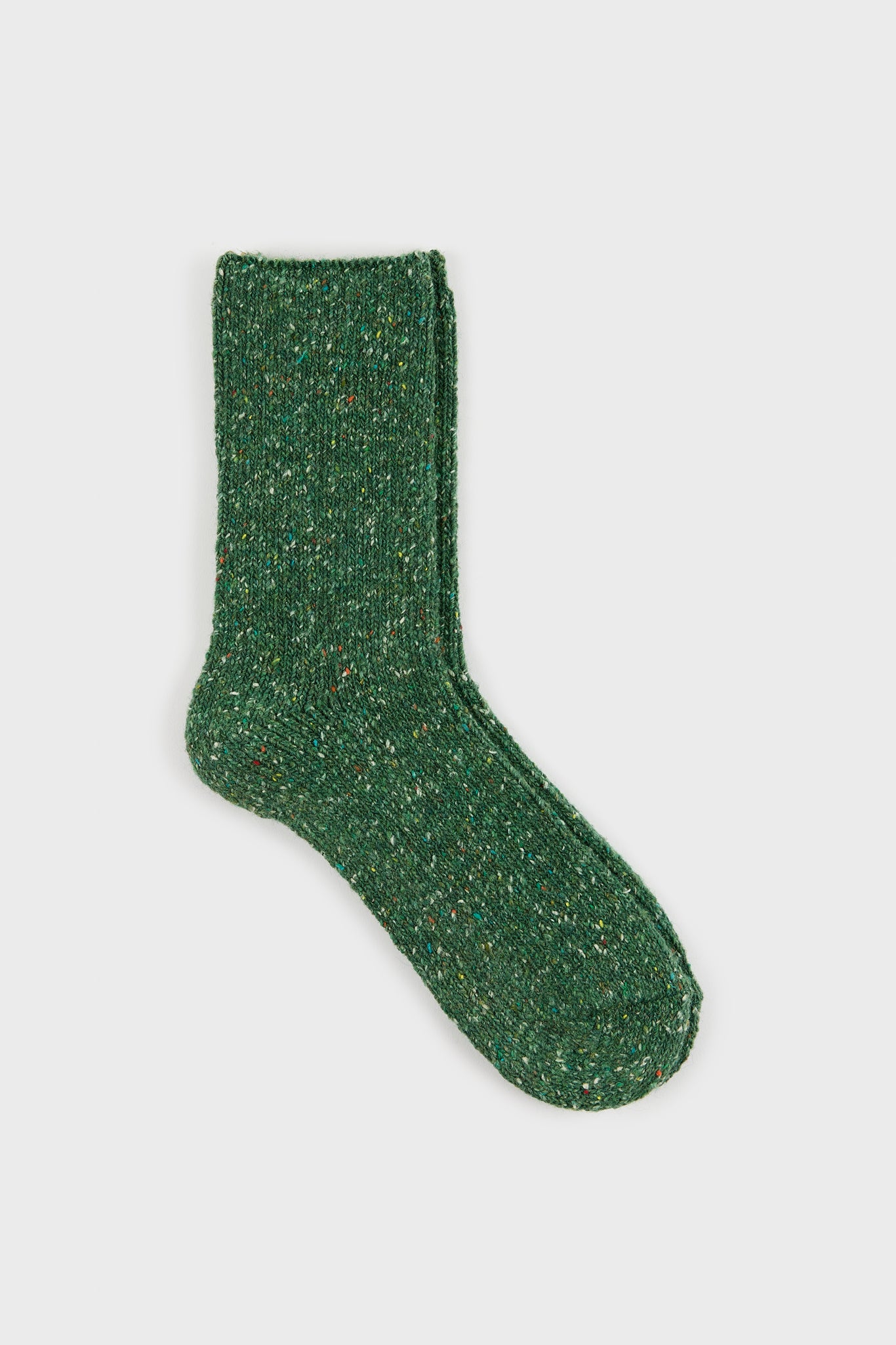 Green smooth rainbow fleck wool blend socks_1