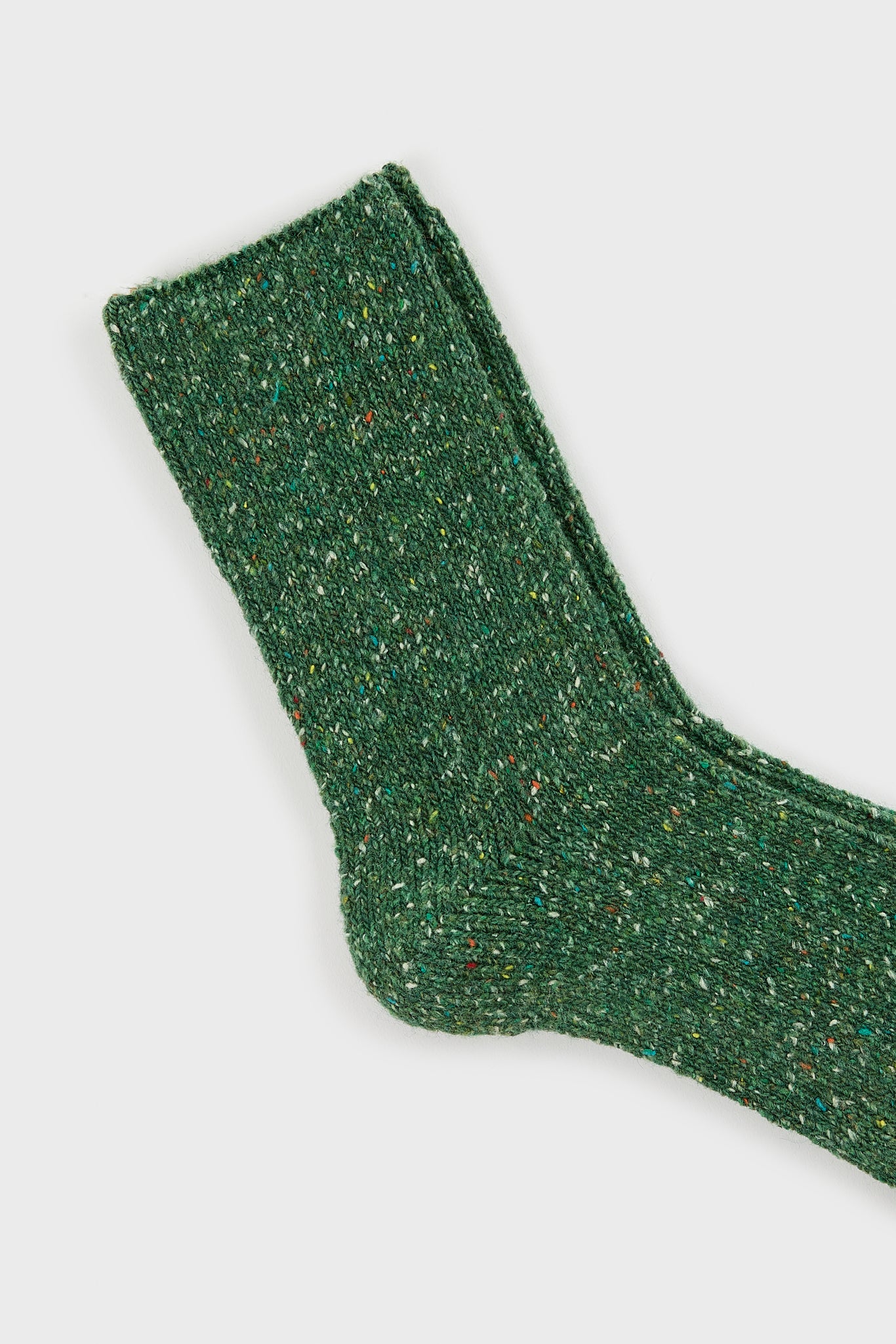 Green smooth rainbow fleck wool blend socks_2