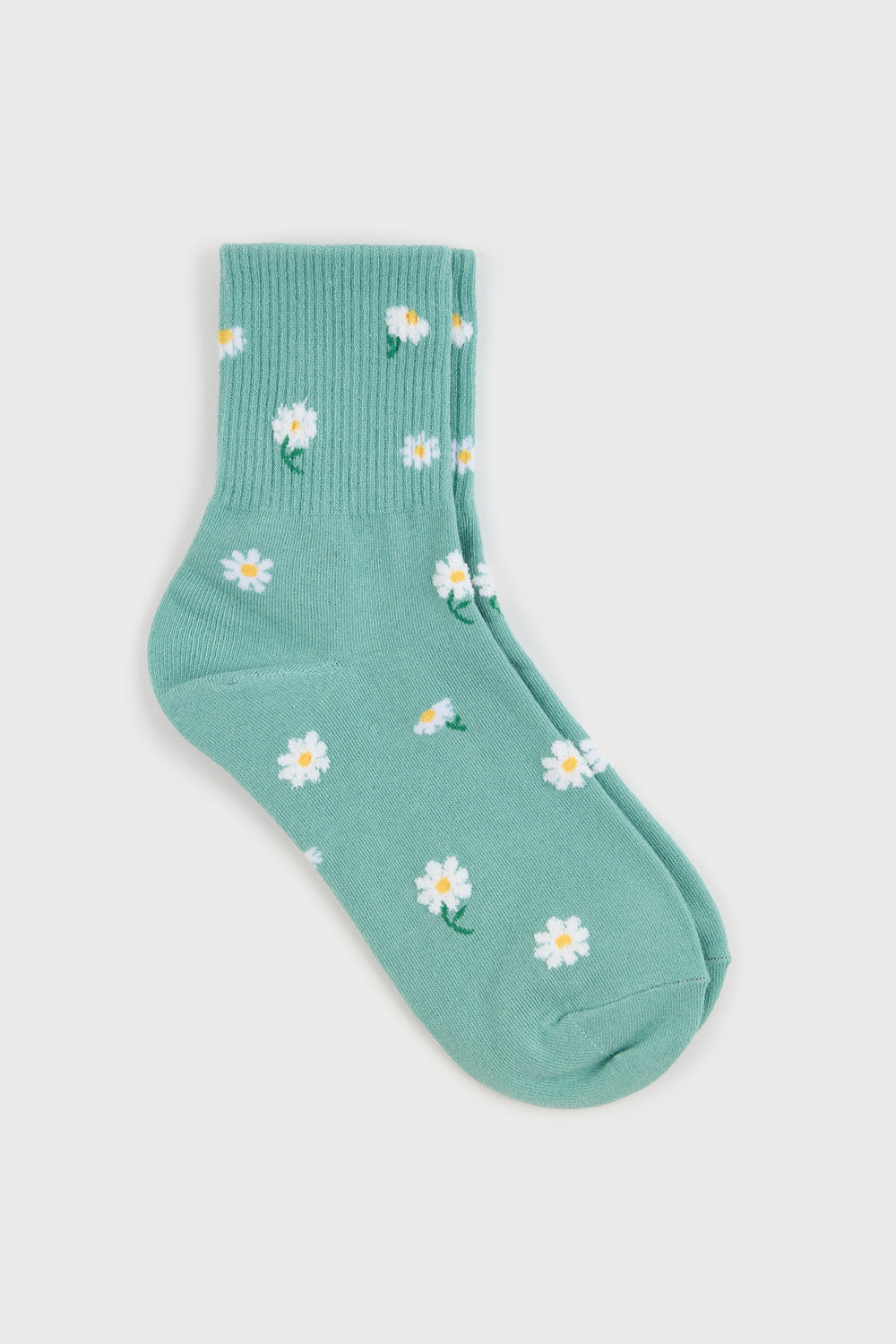 Green tiny daisy socks_1