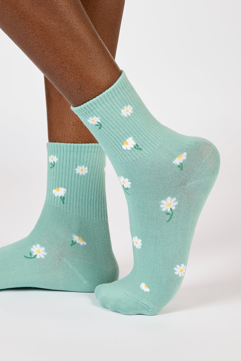 Green tiny daisy socks_3