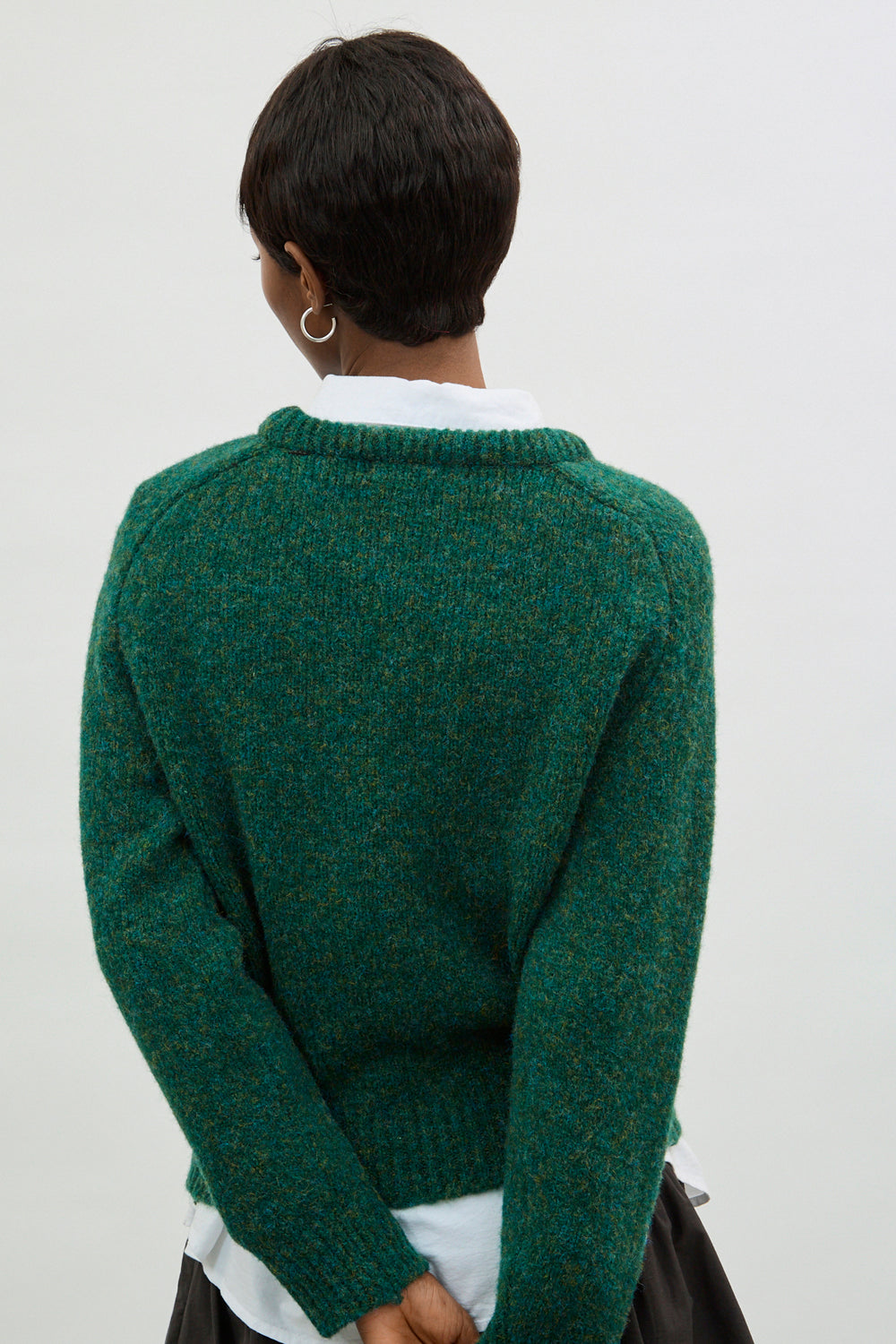 Green wool blend flecked raglan sleeve jumper_2