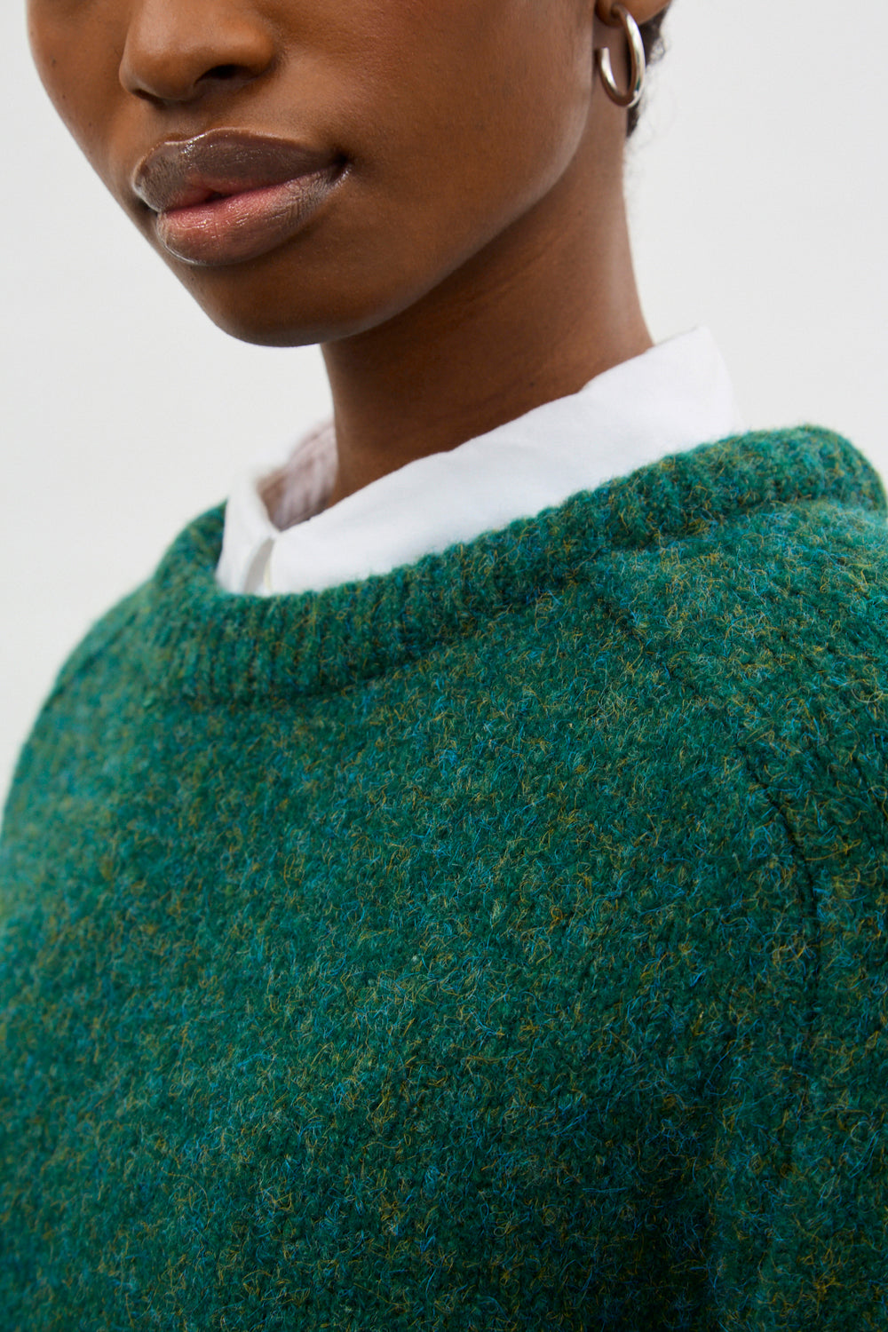 Green wool blend flecked raglan sleeve jumper_3