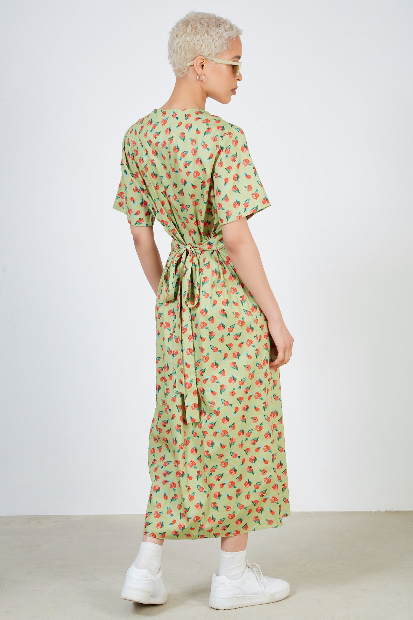Green and pink tulip print dress_2