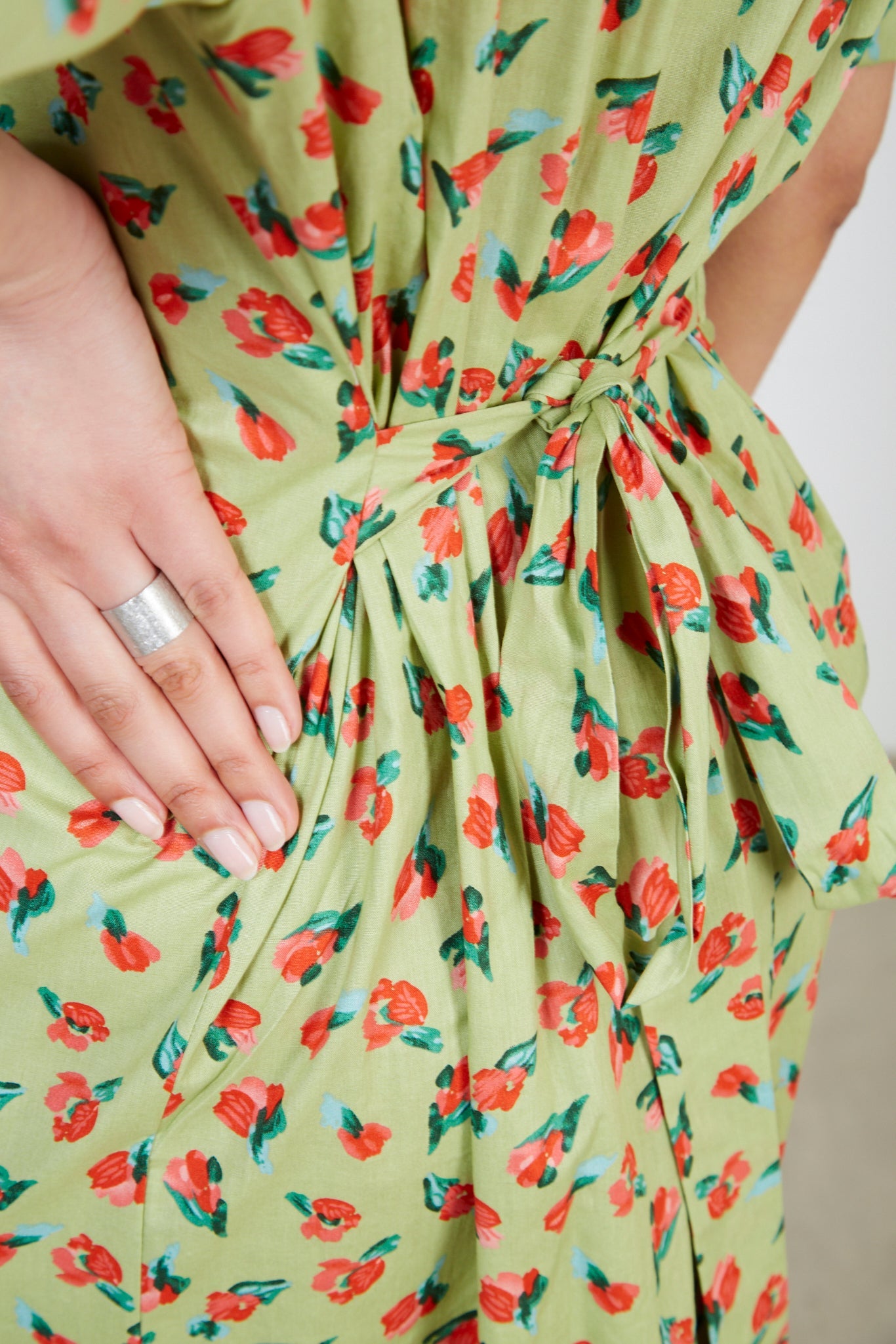 Green and pink tulip print dress_3