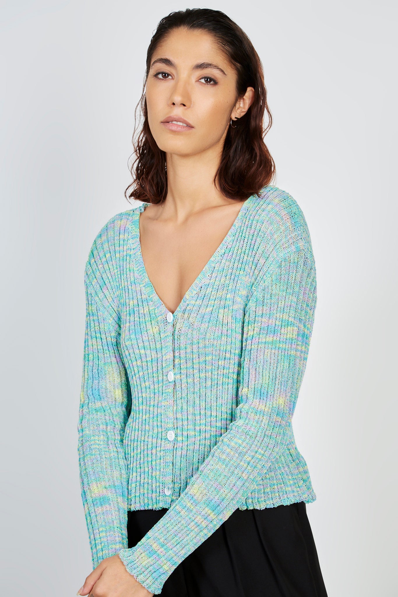 Green and yellow multicolour cardigan_1