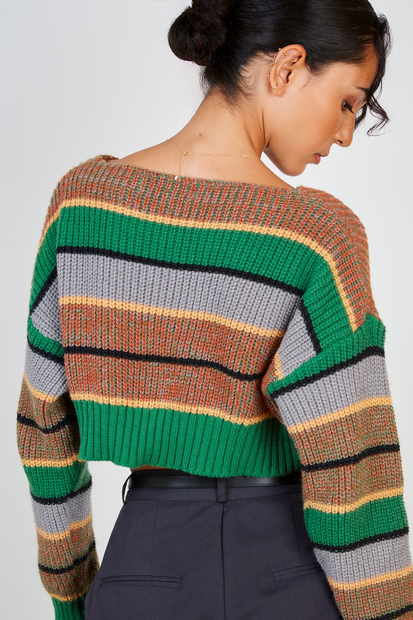 Green bold thick multi stripe jumper_2