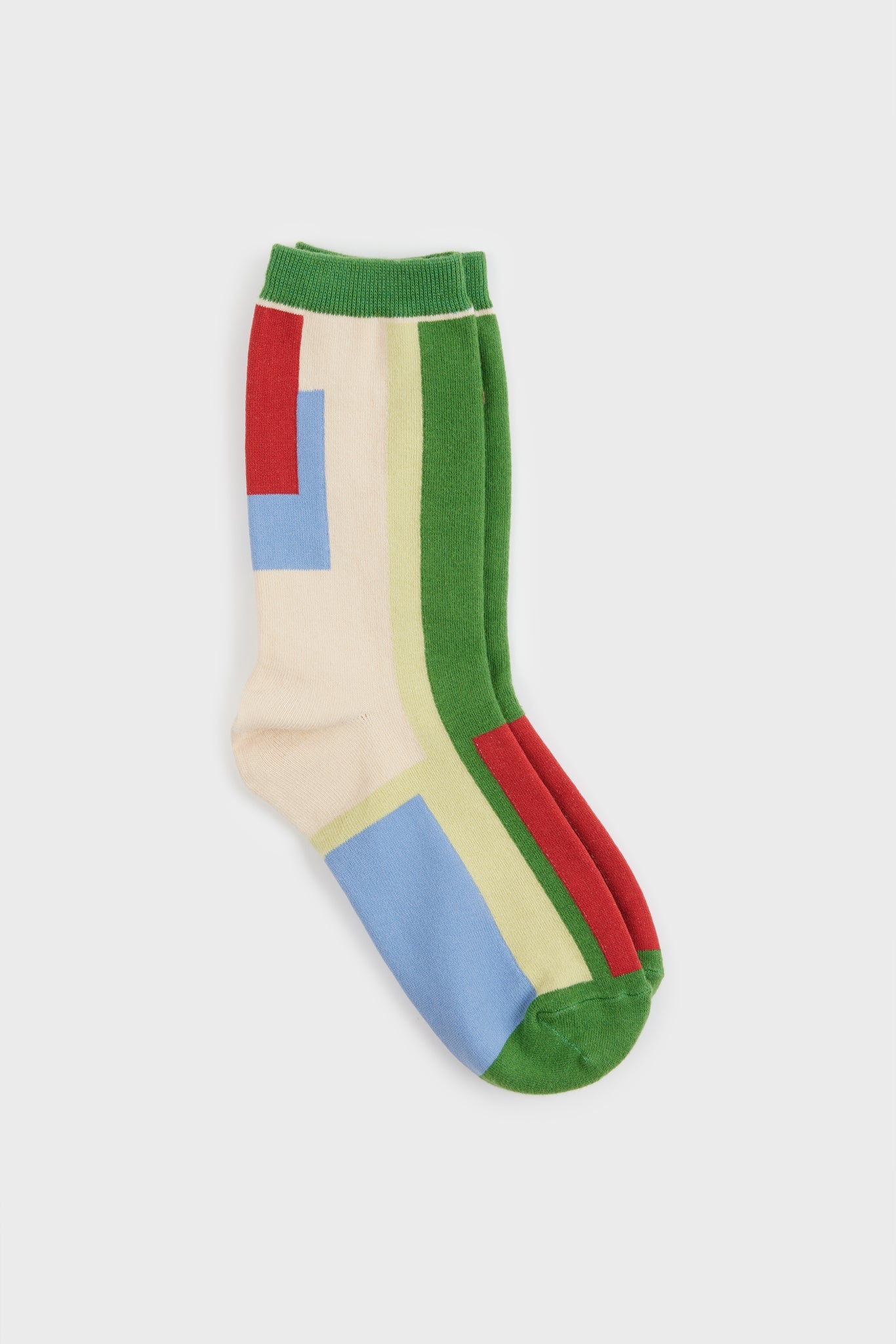 Green geometric blocks socks_2