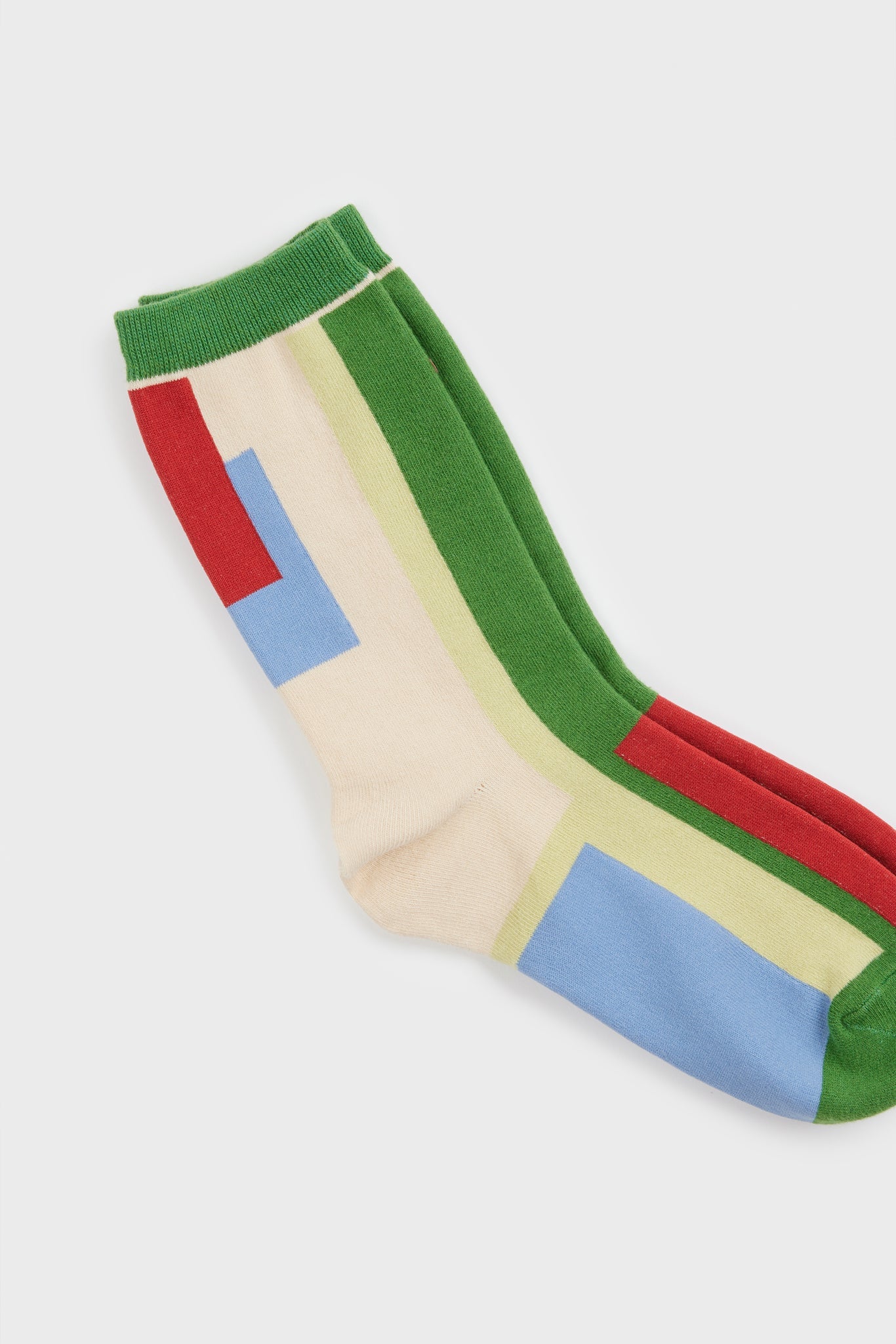 Green geometric blocks socks_3