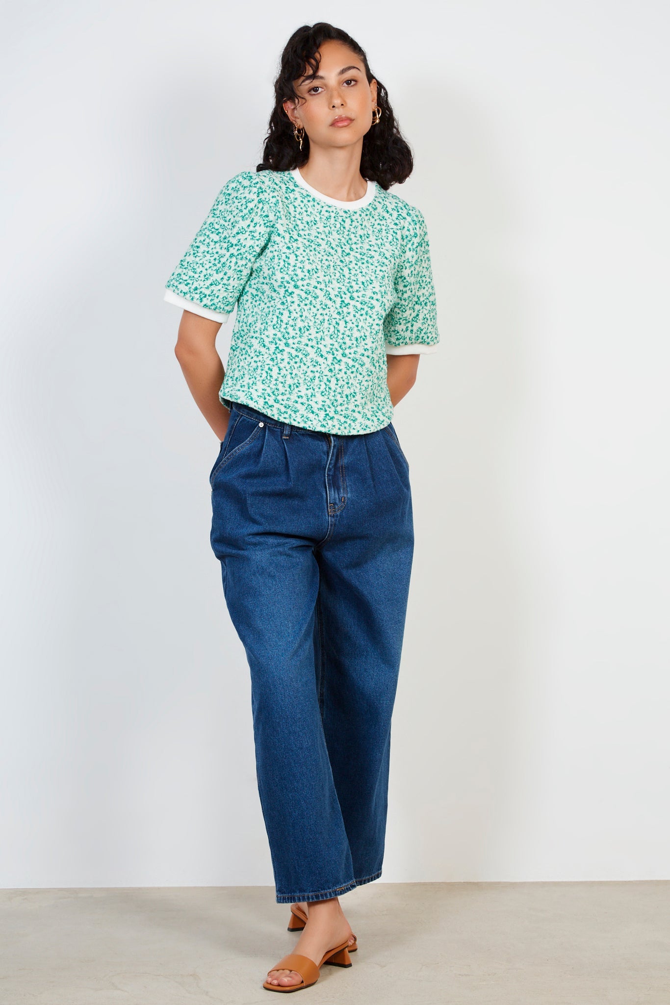 Green splatter print tee_3