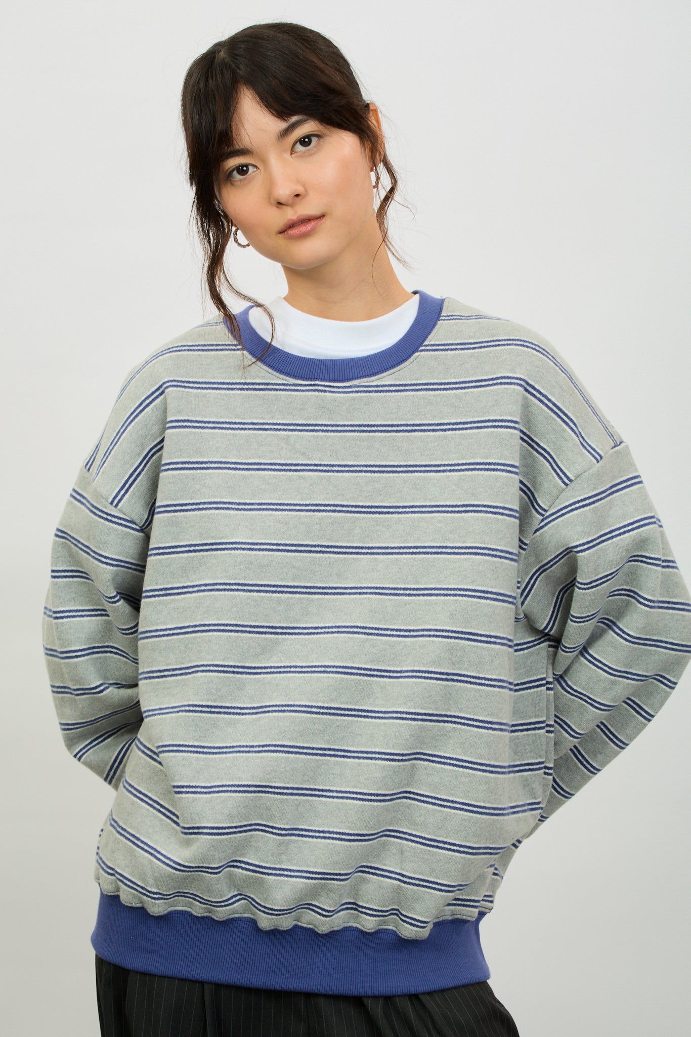 Grey and navy thin multi striped sweatshirt_1