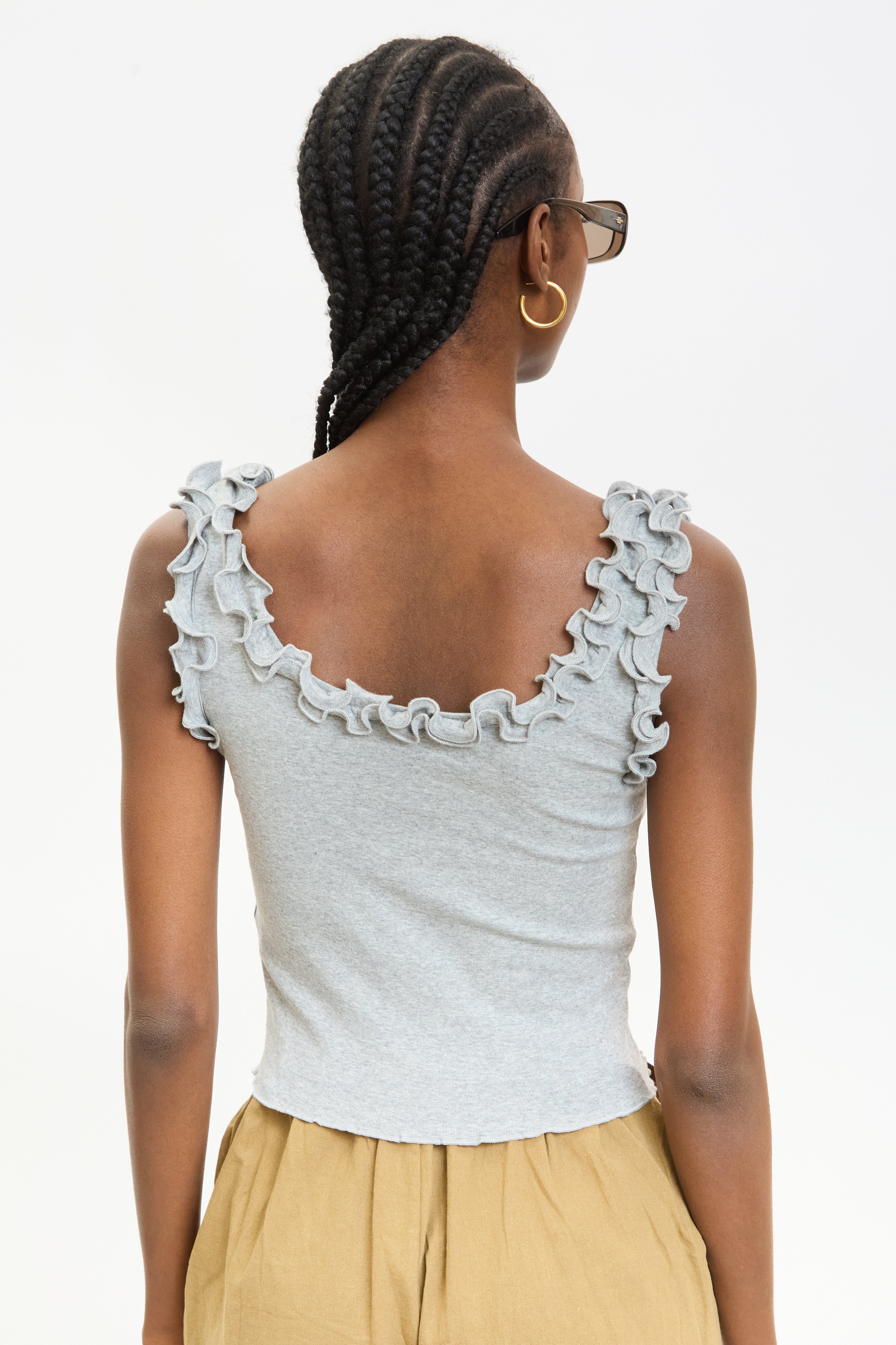 Grey double ruffle trim tank_2