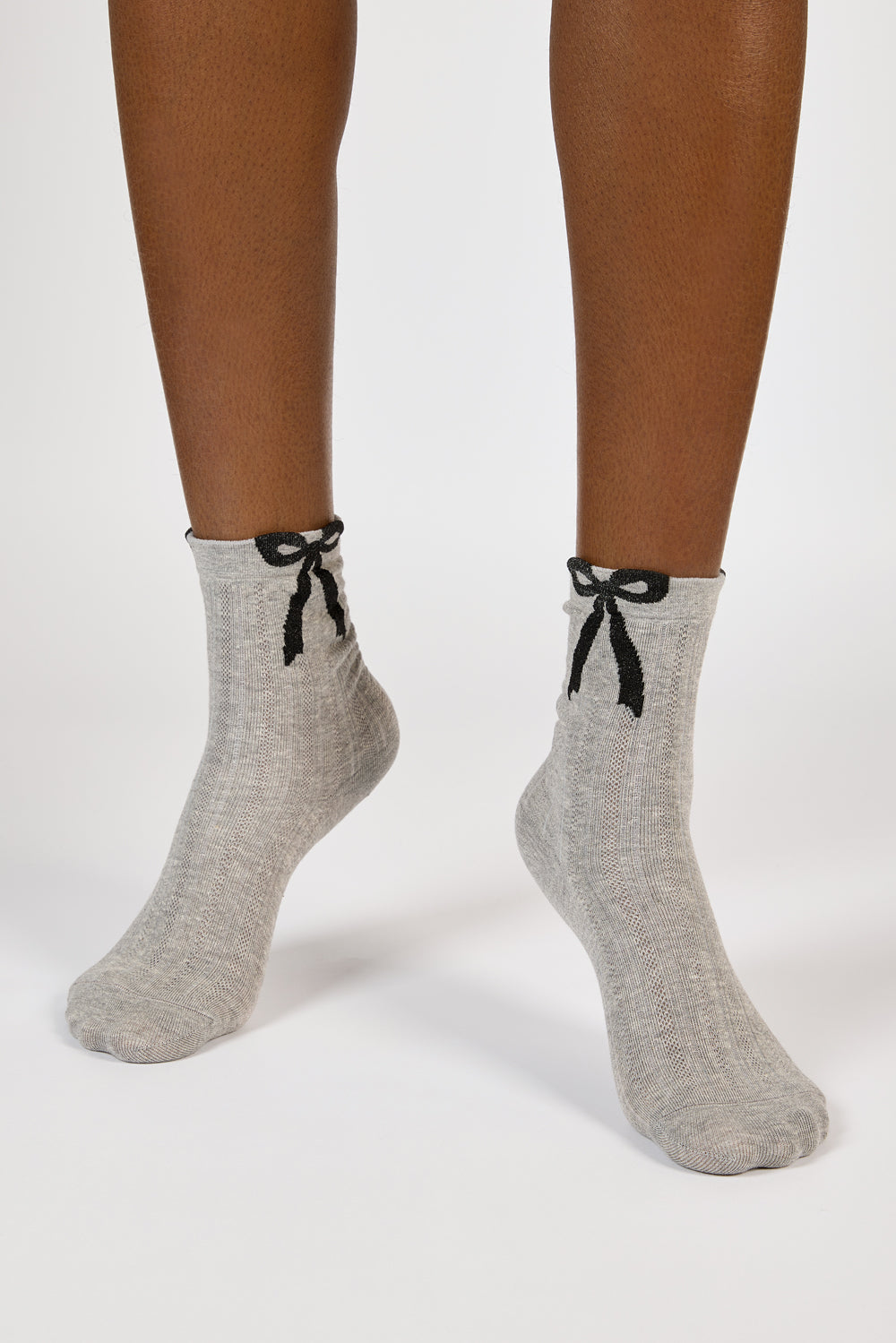 Grey giant black bow socks_2