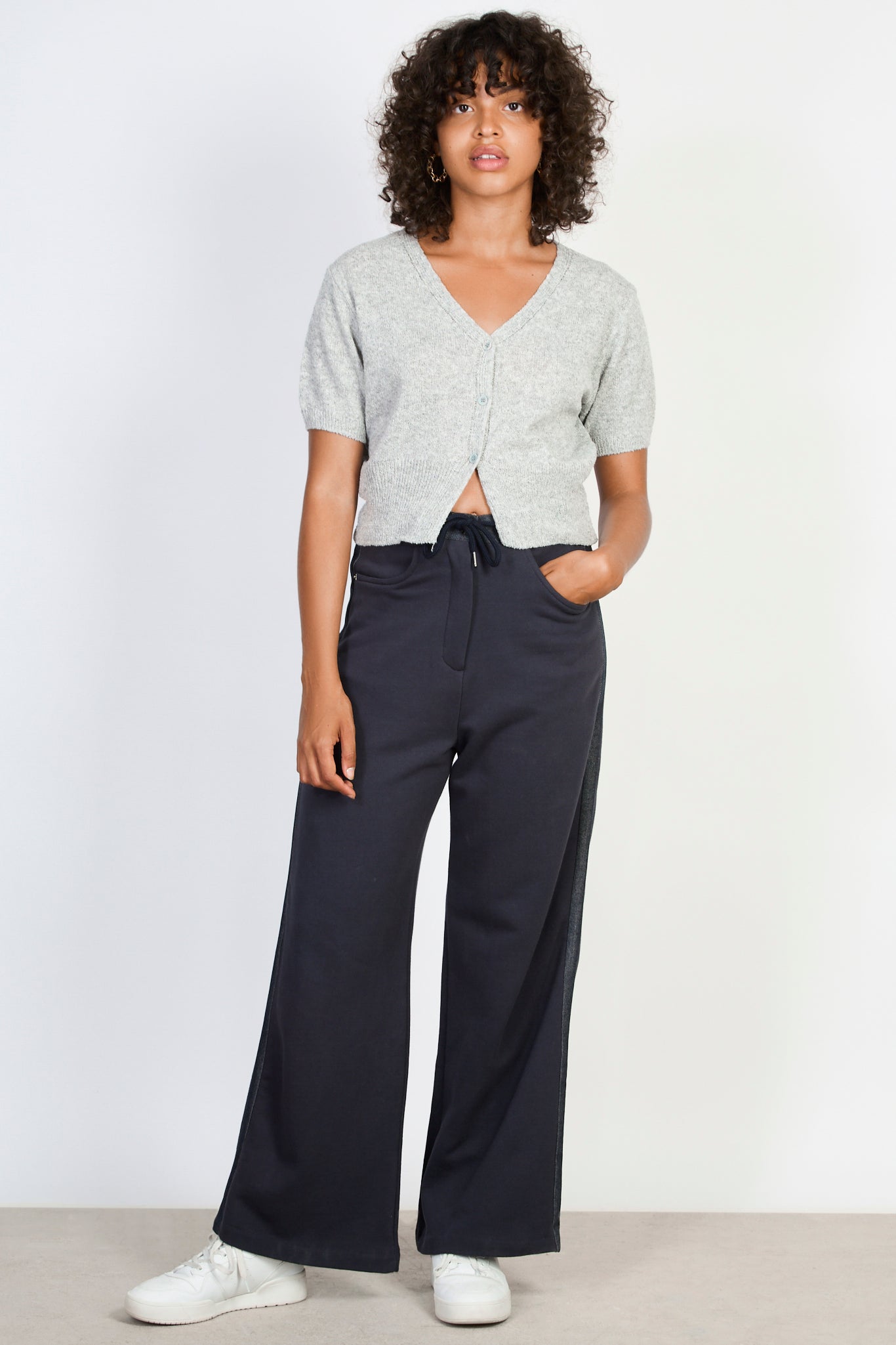 Grey linen blend short sleeved cardigan_4