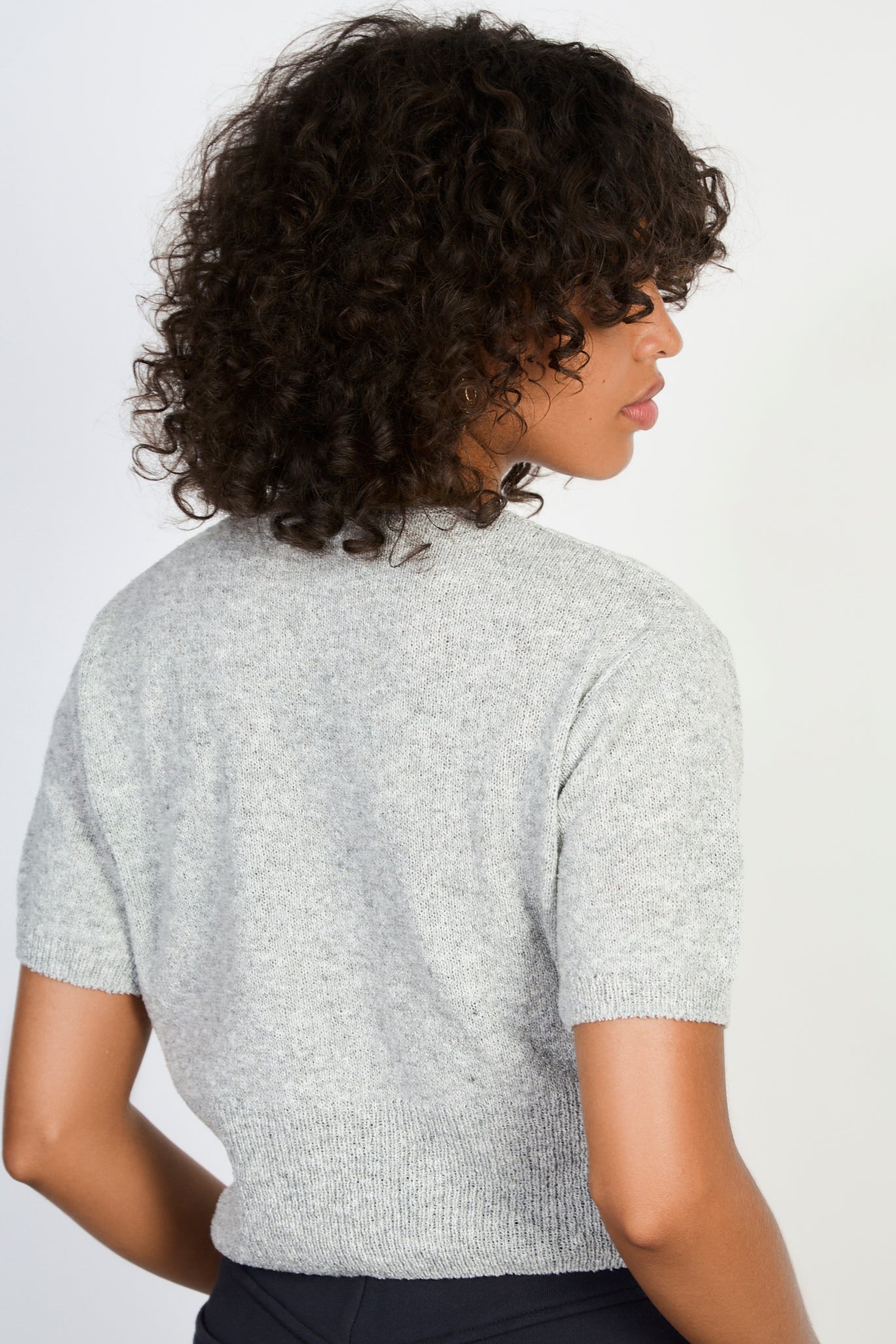 Grey linen blend short sleeved cardigan_2