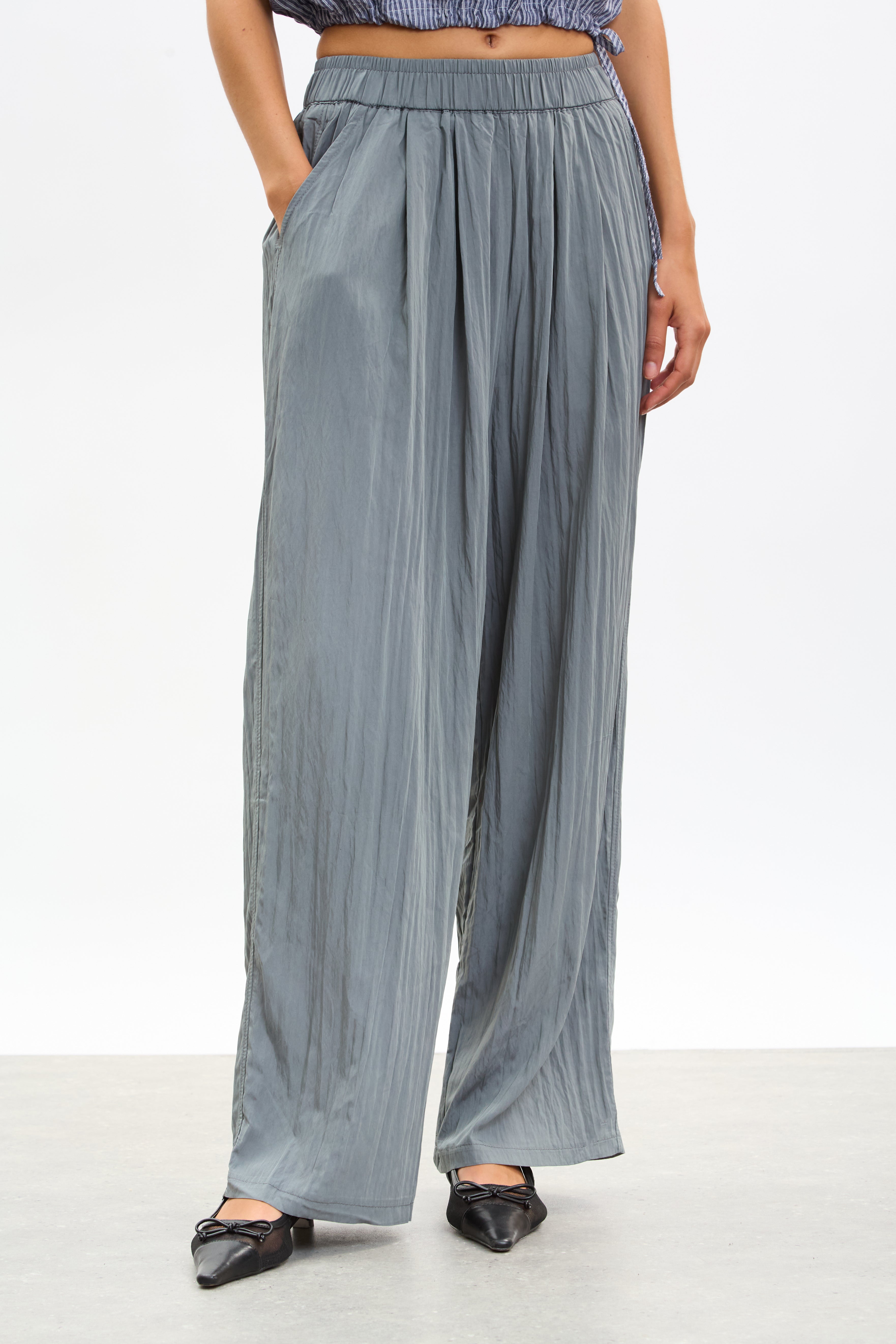 Grey satin touch wide leg trousers_1