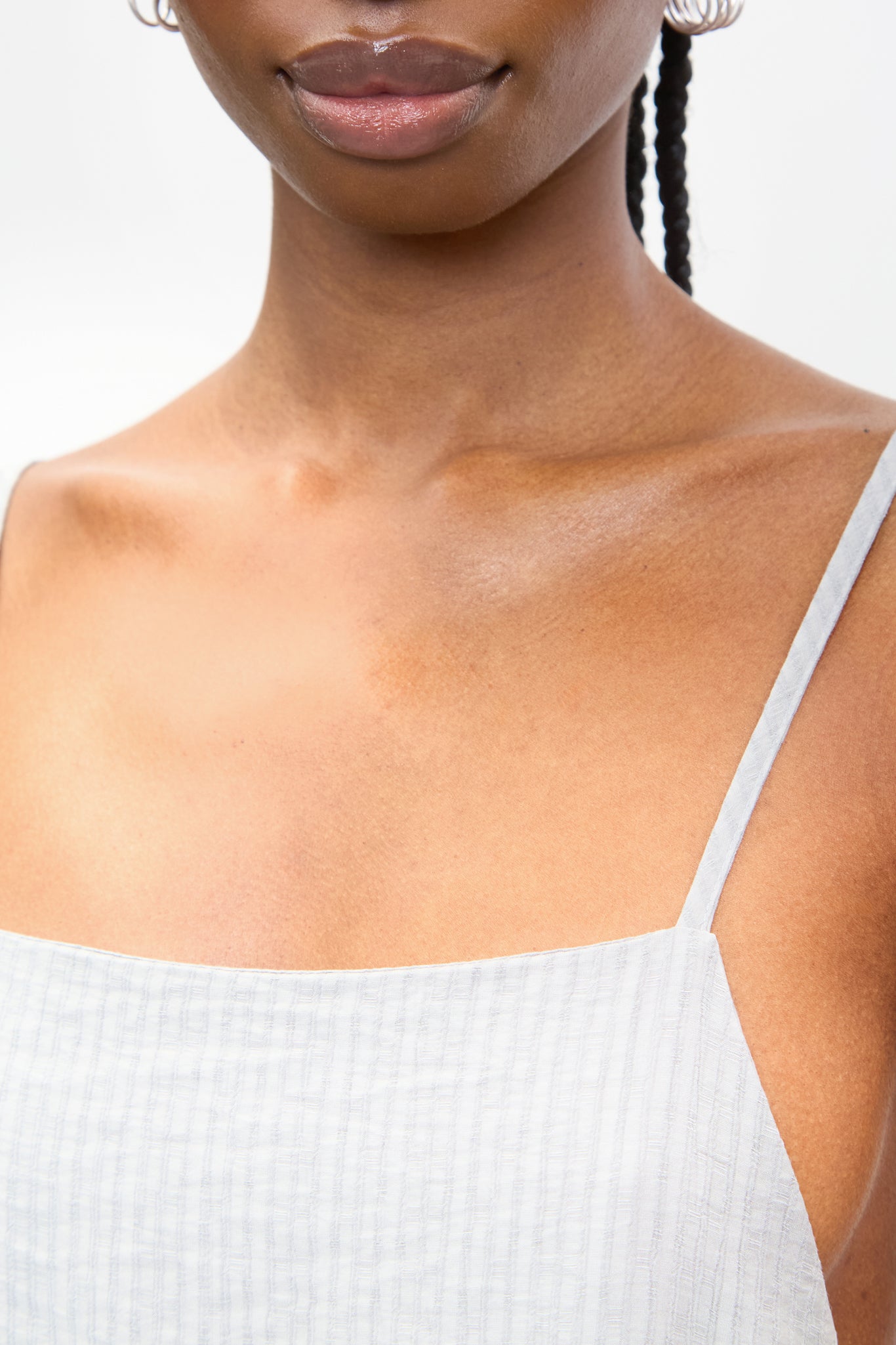 Grey semi sheer long thin strap tank_3